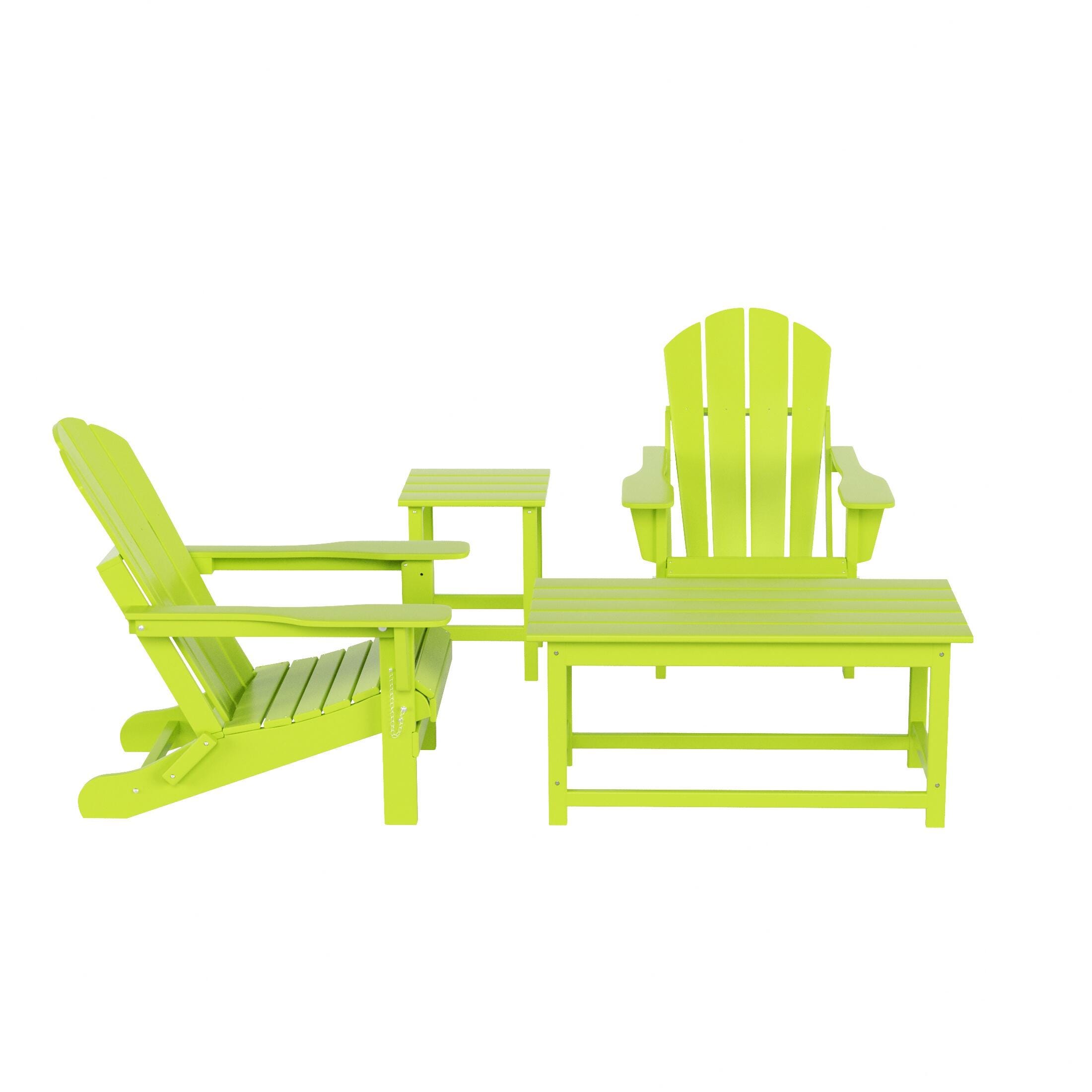 Newport Newport 4-Piece Adirondack Folding Chairs and Table Set, Lime, large