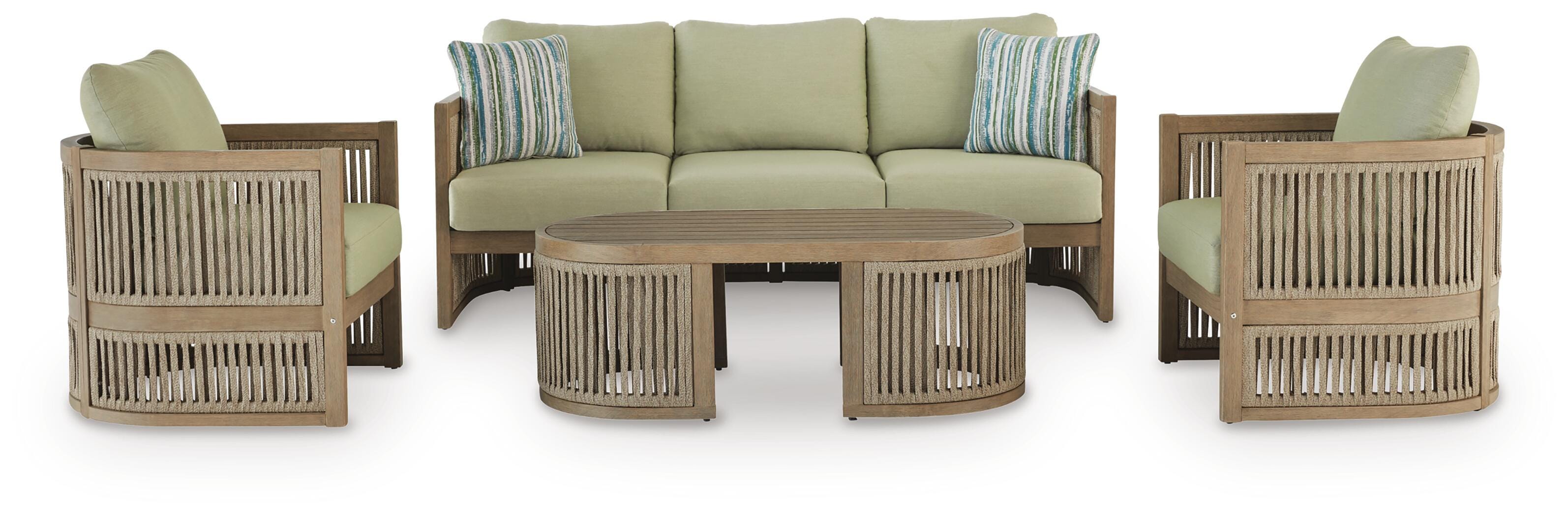 Vision Lane Outdoor Sofa and 2 Chairs with Coffee Table, , large