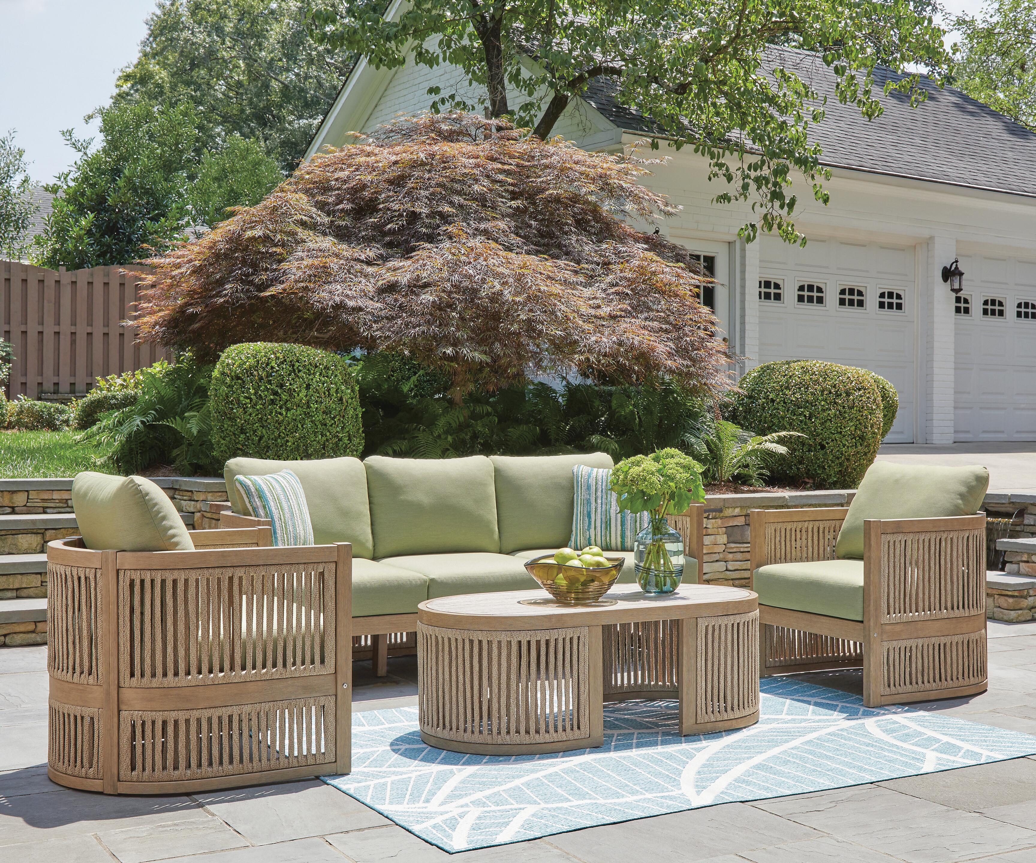 Vision Lane Outdoor Sofa and 2 Chairs with Coffee Table, , large