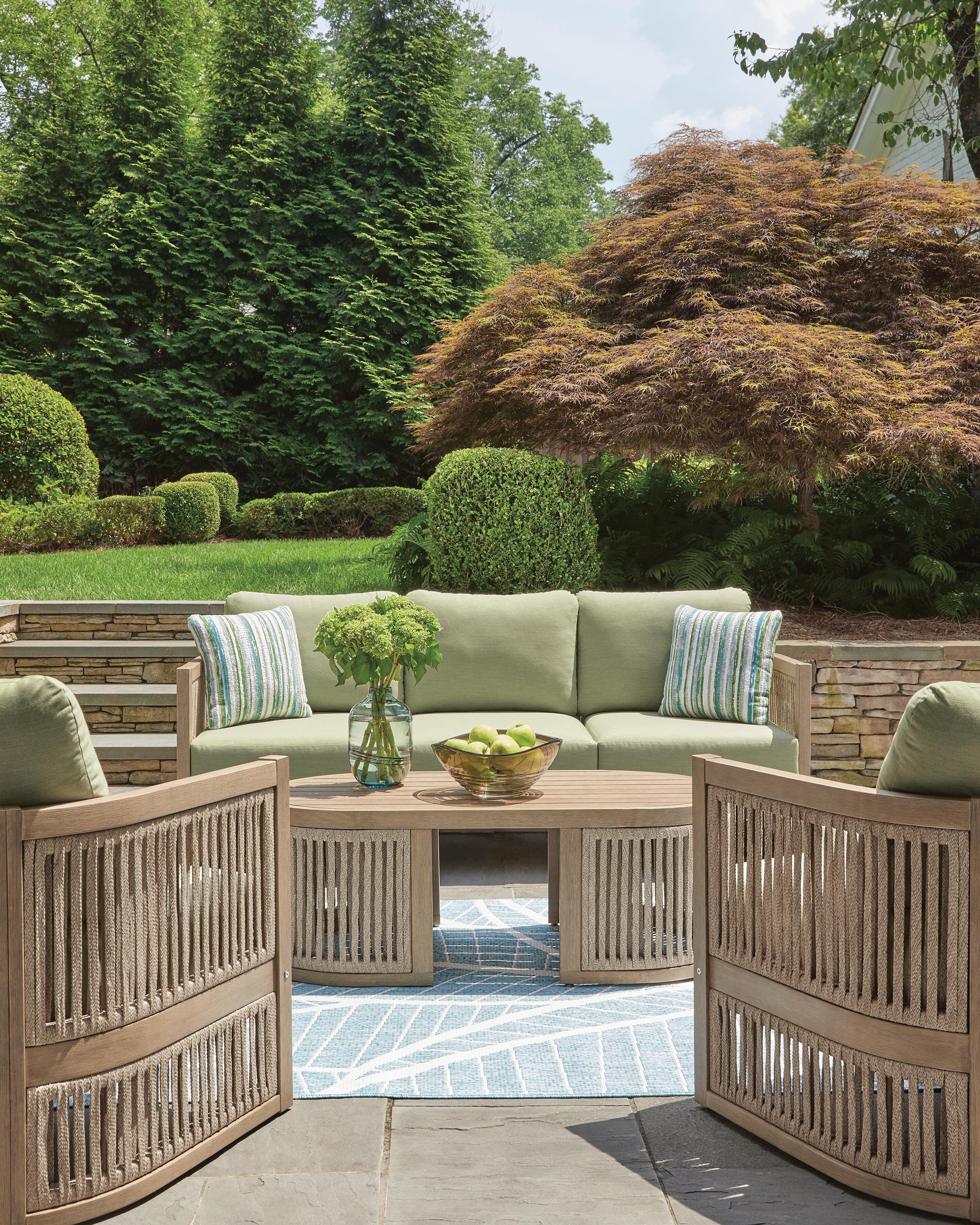Vision Lane Outdoor Sofa and 2 Chairs with Coffee Table, , large