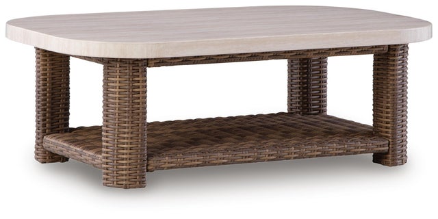 Angel Island Outdoor Coffee Table, Beige/Brown