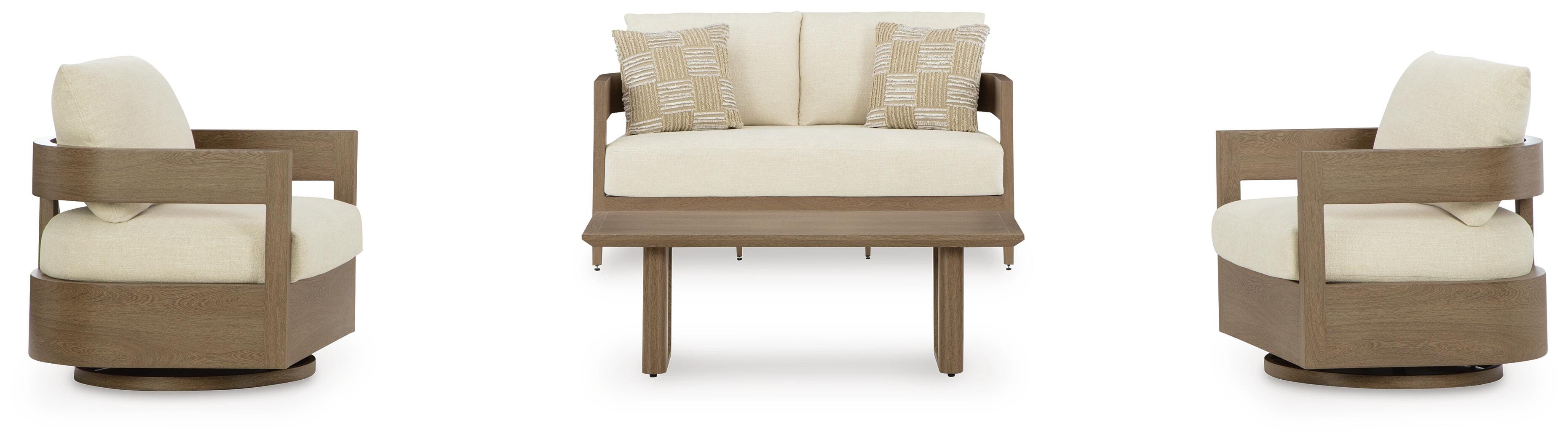 Serene Bay Outdoor Loveseat and 2 Chairs with Coffee Table, , large
