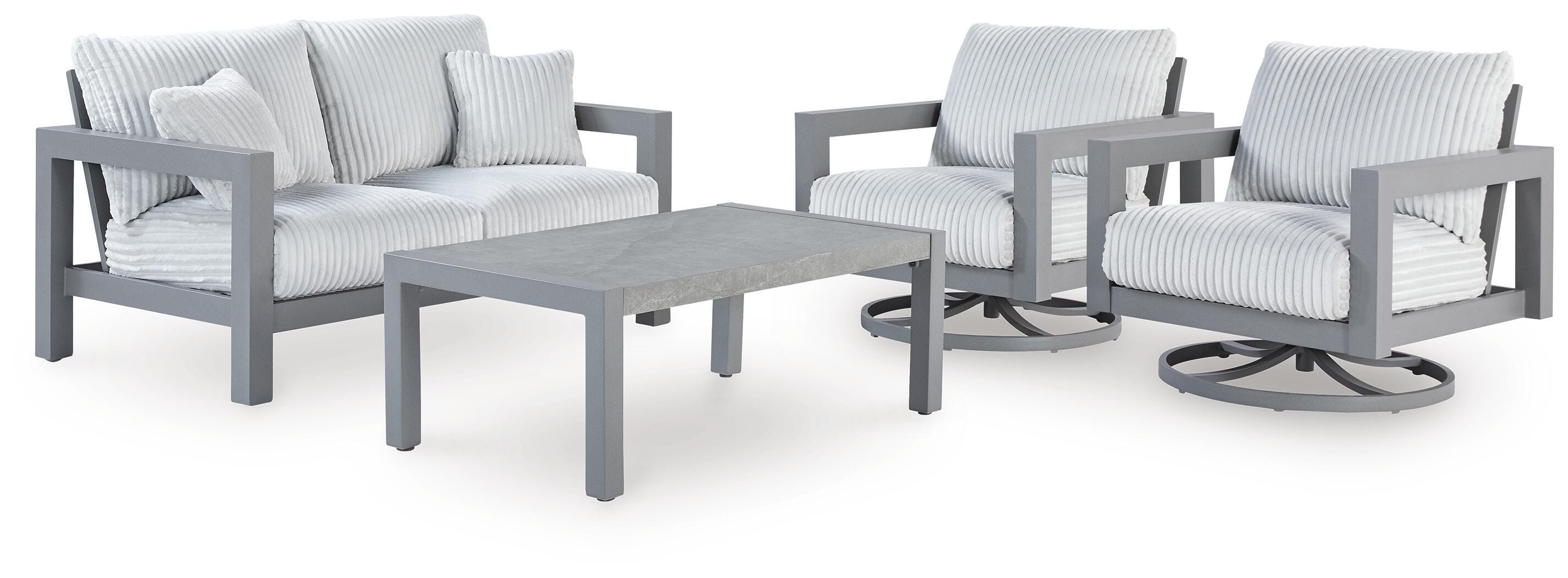 Moonlight View Outdoor Loveseat and 2 Lounge Chairs with Coffee Table, , large
