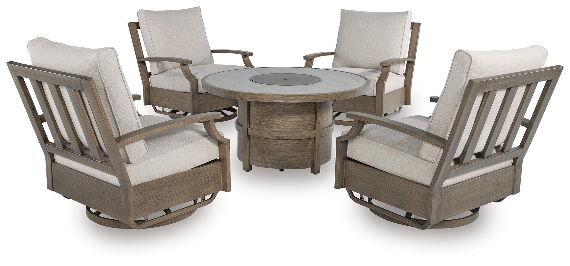 Rainier Ranch Outdoor Fire Pit Table and 4 Chairs, , large