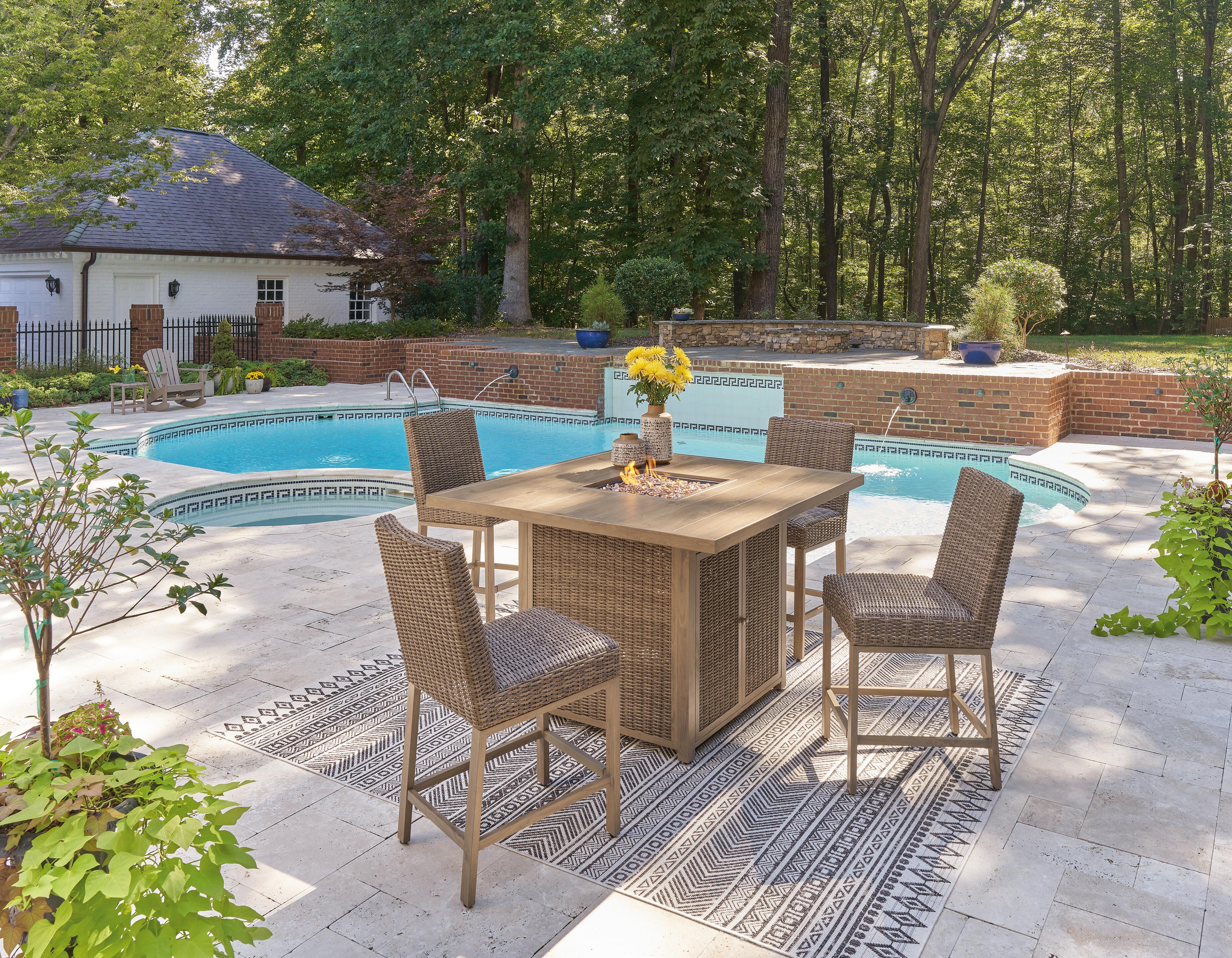 Walton Bridge Outdoor Bar Table and 4 Barstools, , large