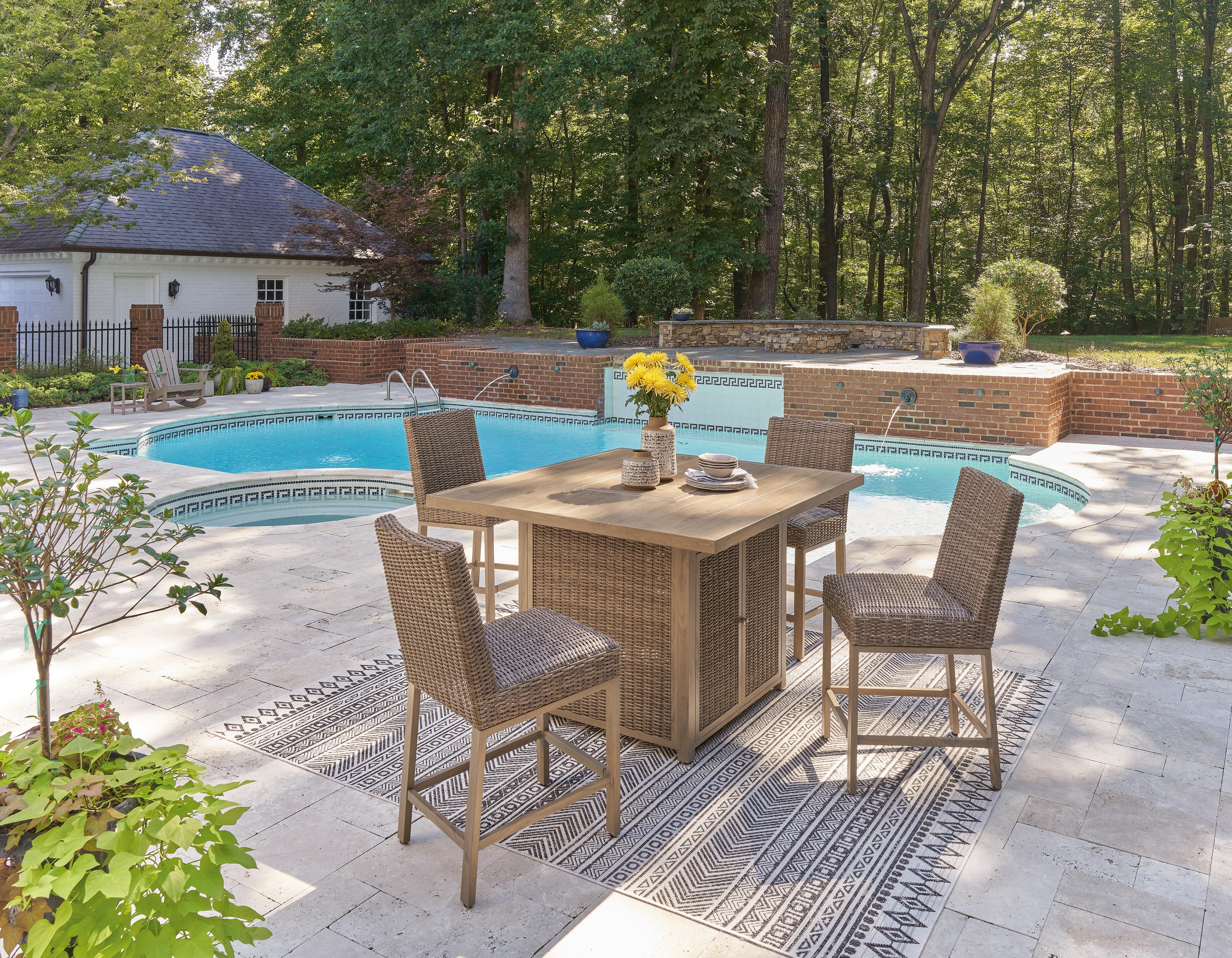 Walton Bridge Outdoor Bar Table and 4 Barstools, , large