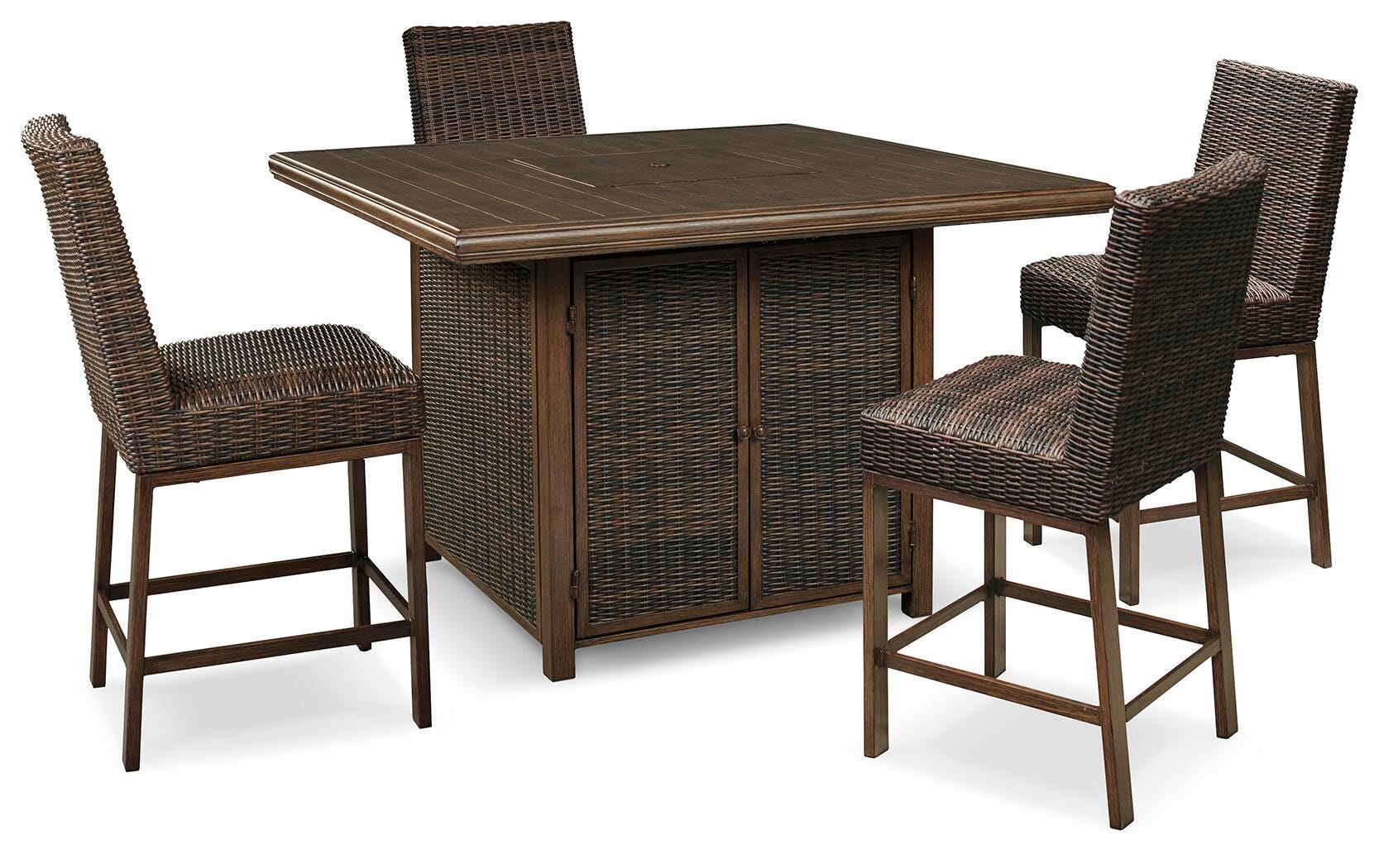 Paradise Trail Outdoor Counter Height Dining Table with 4 Barstools - image 2