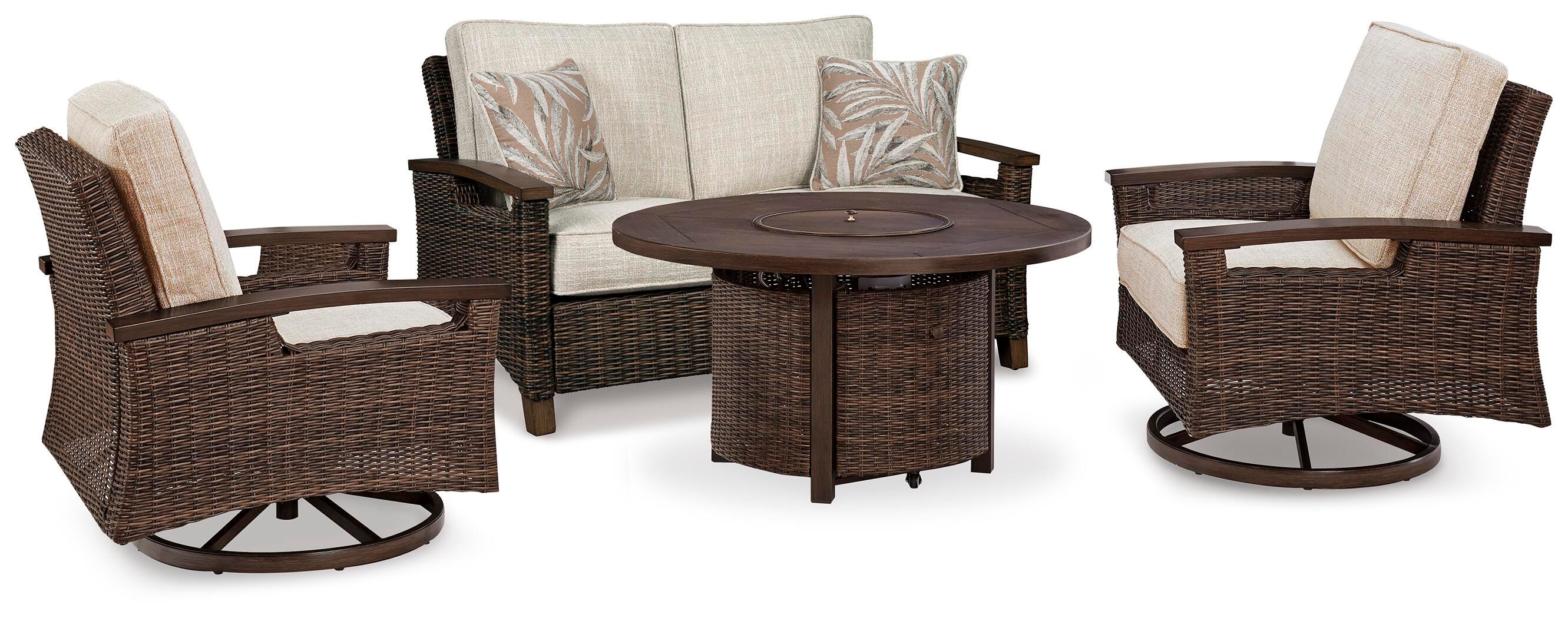 Paradise Trail Outdoor Loveseat, Fire Pit Table and 2 Lounge Chairs - image 1