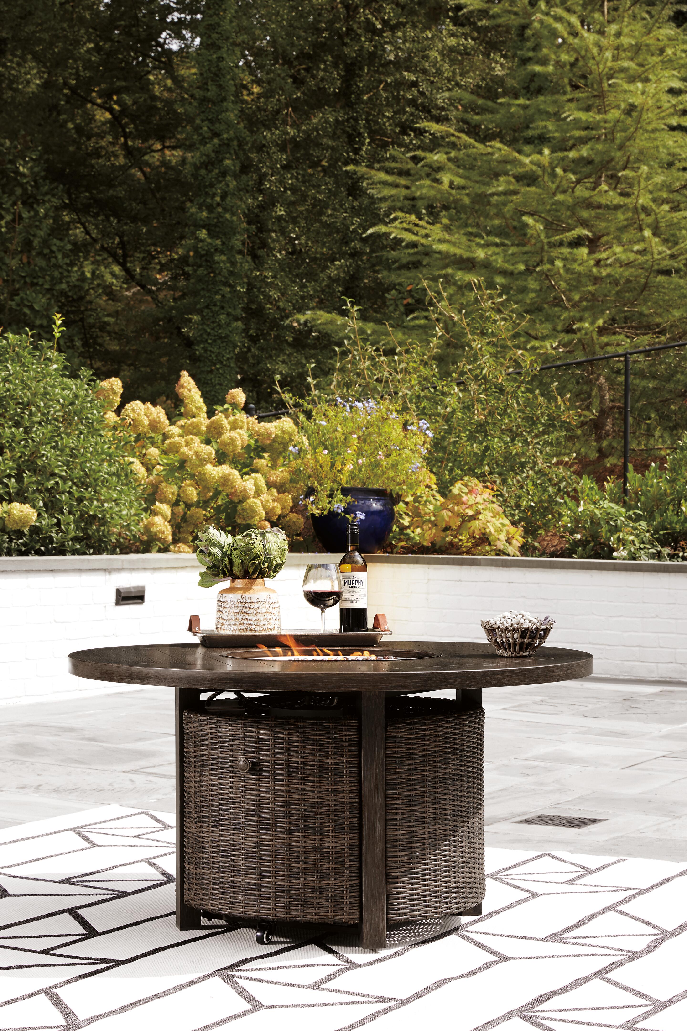 Paradise Trail Outdoor Fire Pit Table and 4 Chairs, , large