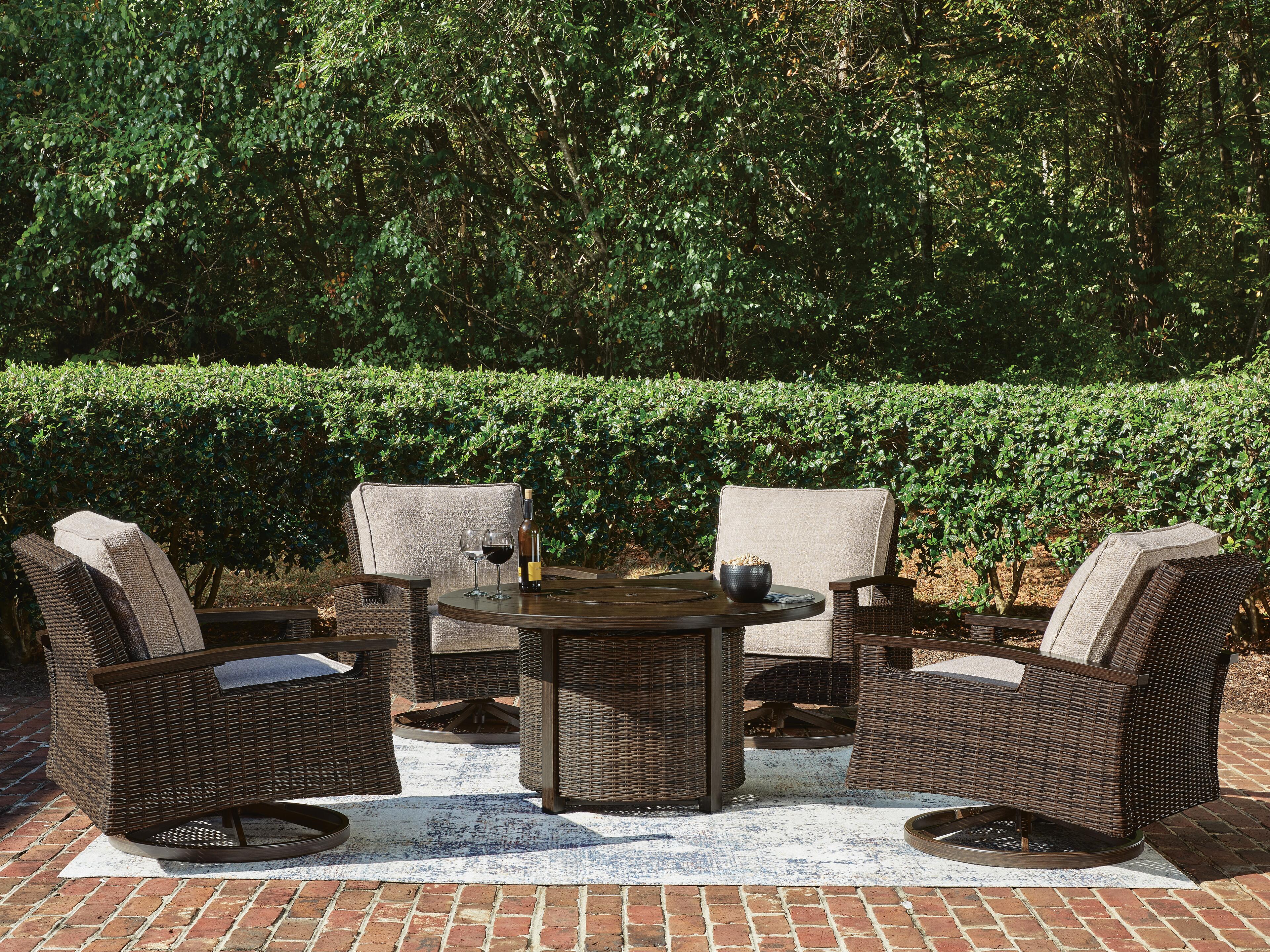 Drakes Beach Outdoor Fire Pit Table and 4 Chairs, , large