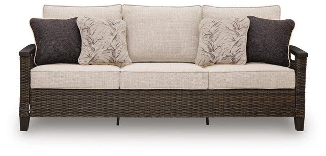 Drakes Beach Outdoor Sofa with Cushion, Dark Brown