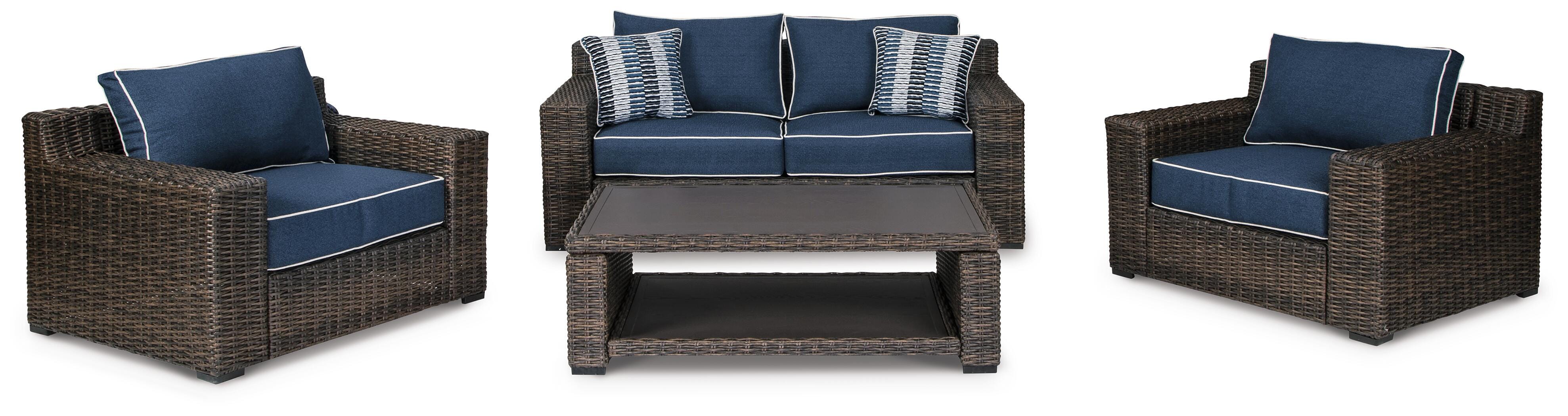Grasson Lane Outdoor Loveseat, 2 Lounge Chairs and Coffee Table - image 2