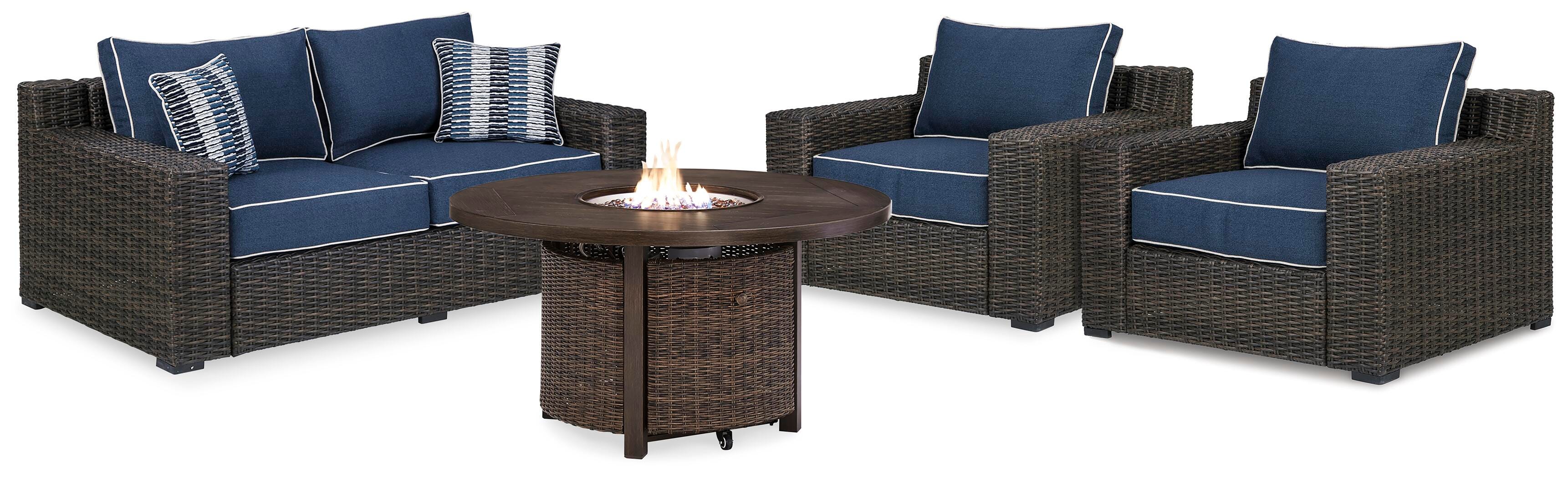 Grasson Lane Outdoor Loveseat, 2 Lounge Chairs and Fire Pit Table - image 2