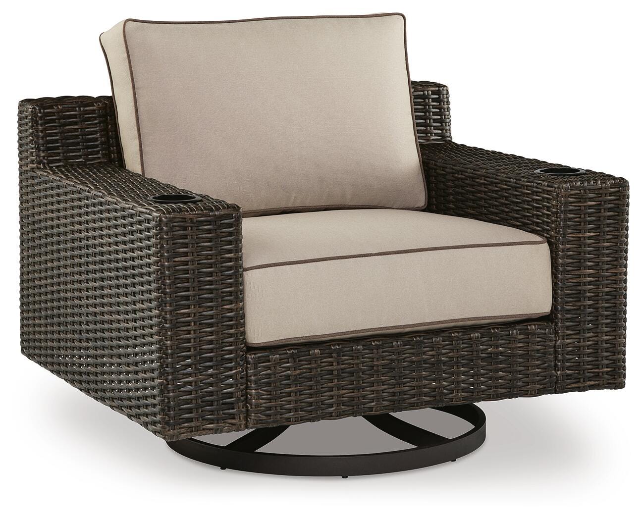 Coastline Bay Outdoor Swivel Lounge with Cushion, , large