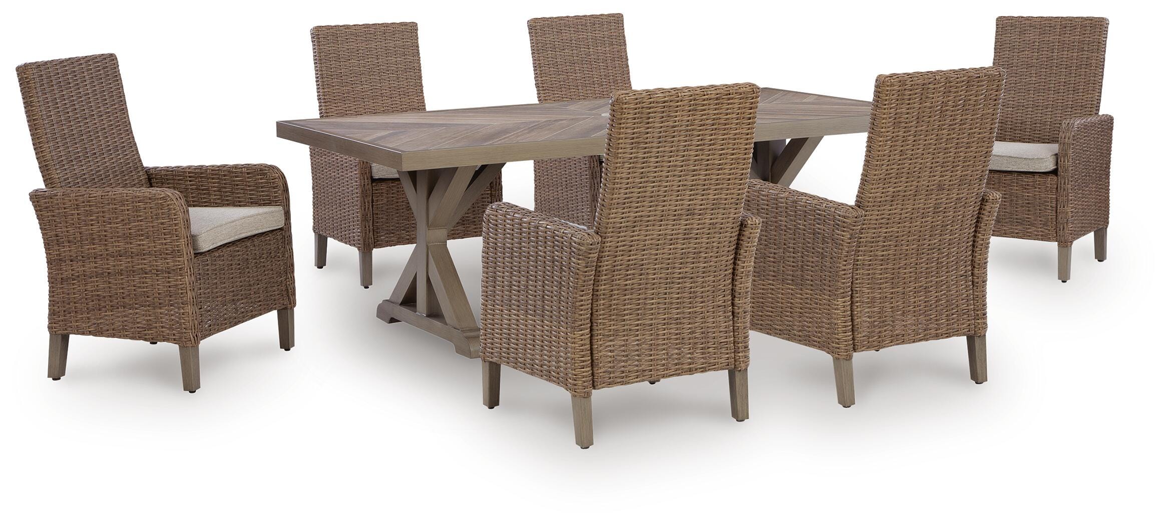 Revare Beach Outdoor Dining Table and 6 Chairs, , large