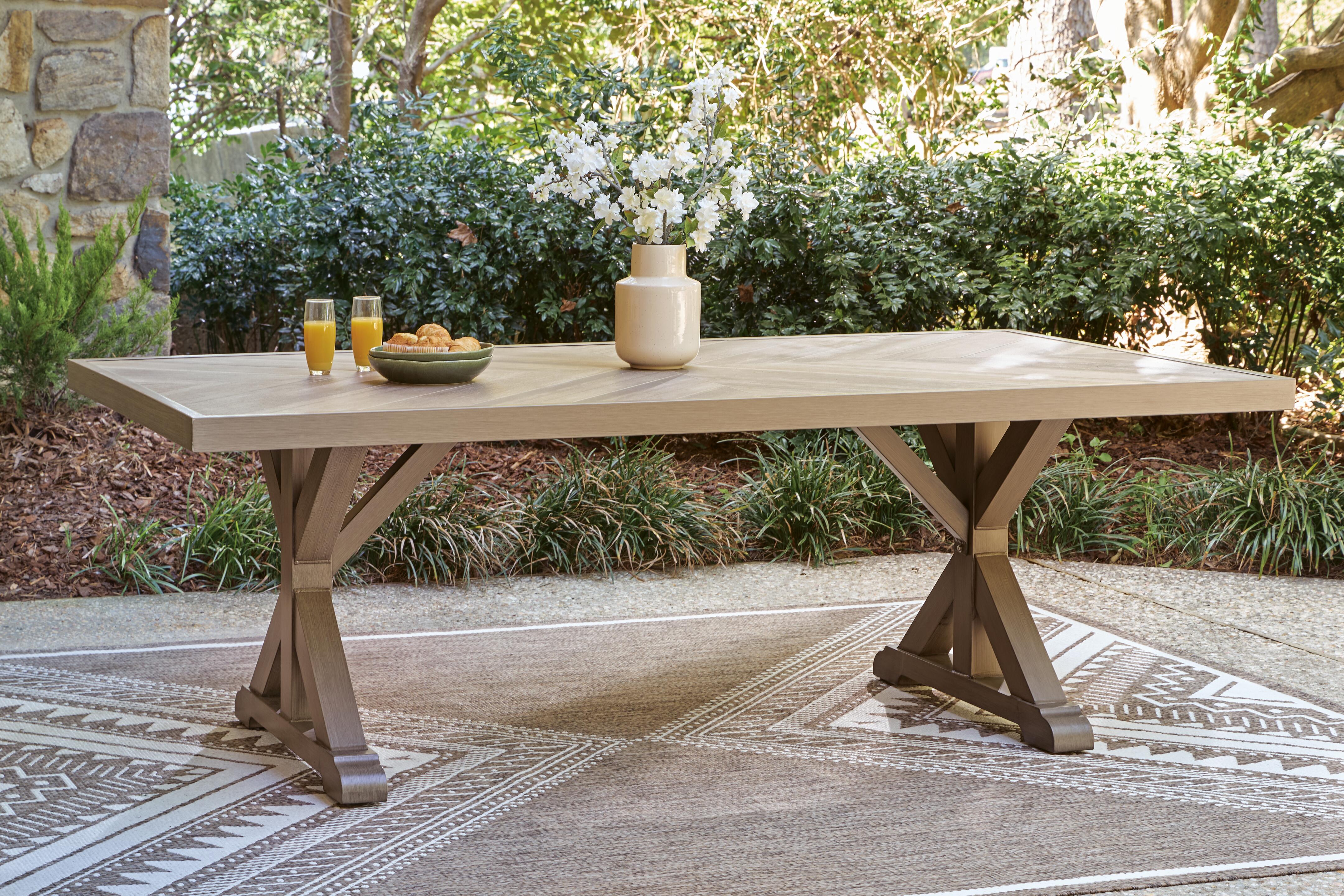 Revare Beach Outdoor Dining Table and 4 Chairs and Bench, , large