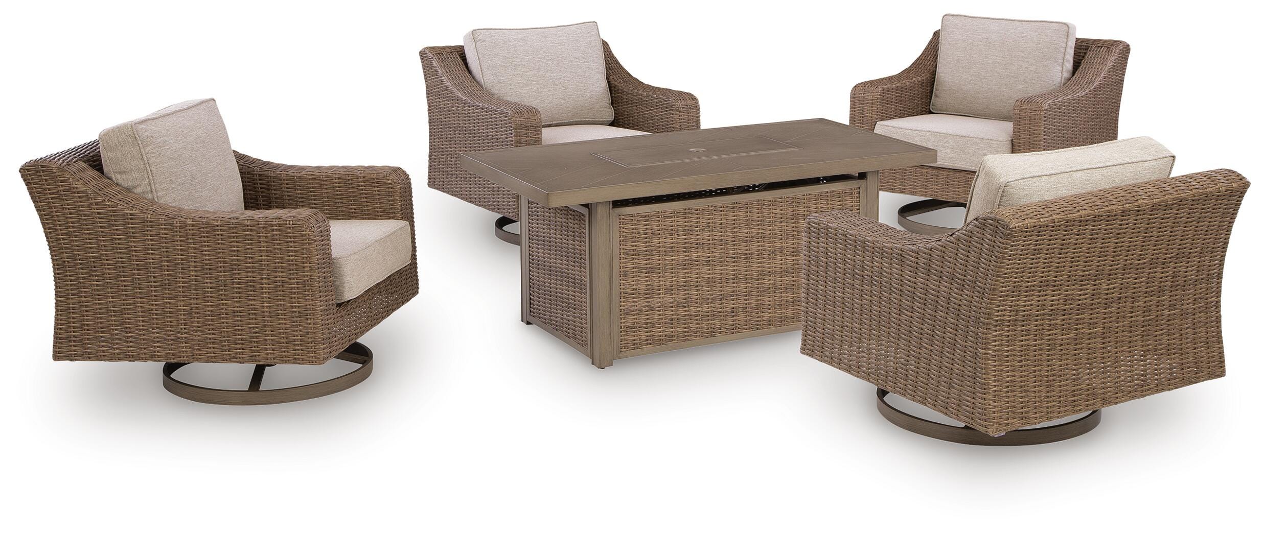 Revare Beach Outdoor Fire Pit Table and 4 Chairs, , large
