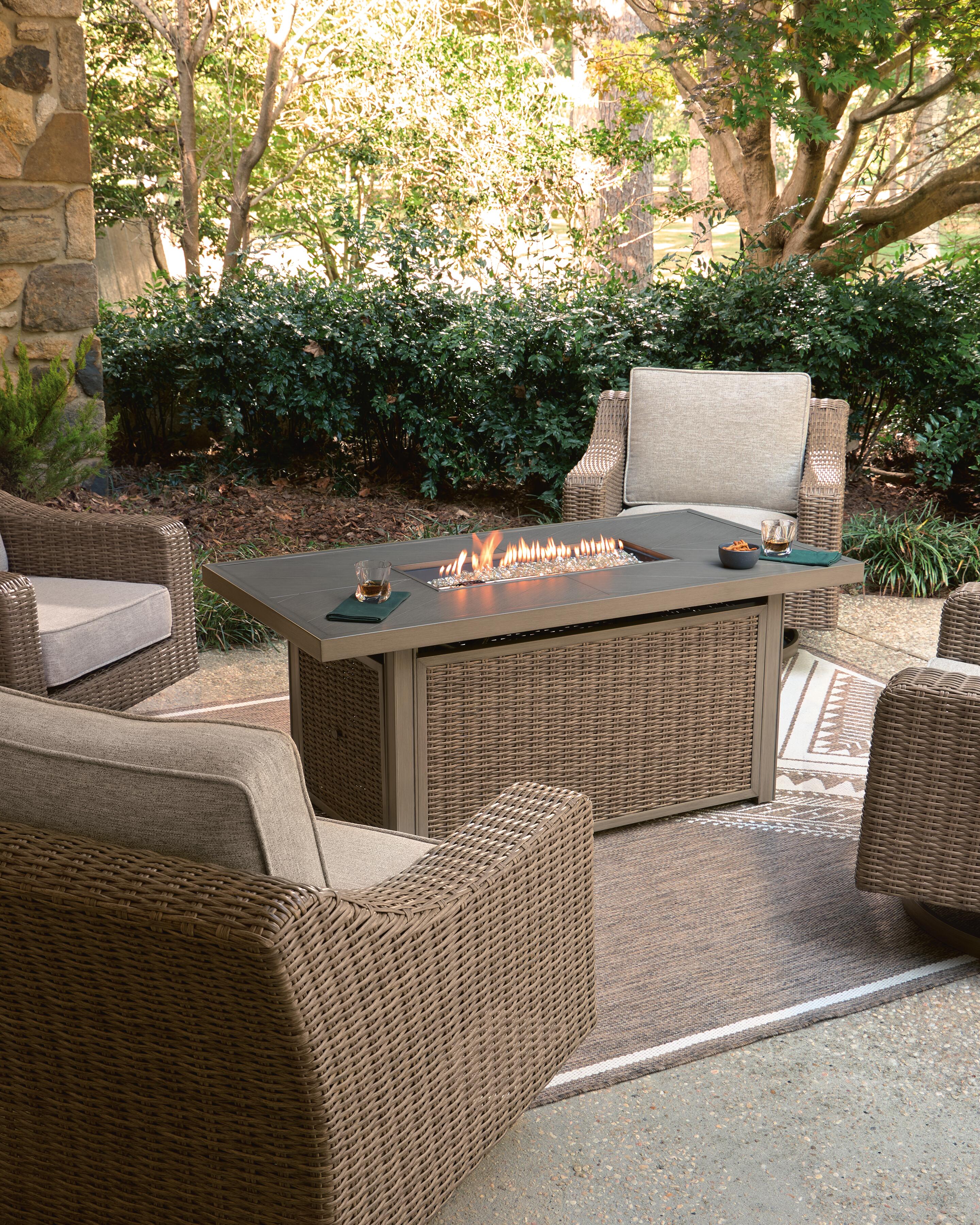 Revare Beach Outdoor Fire Pit Table and 4 Chairs, , large