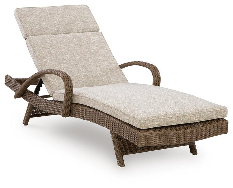 Revare Beach Chaise Lounge with Cushion, Beige