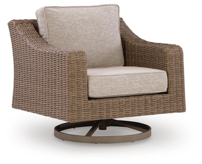 Revare Beach Outdoor Swivel Lounge Chair, Beige