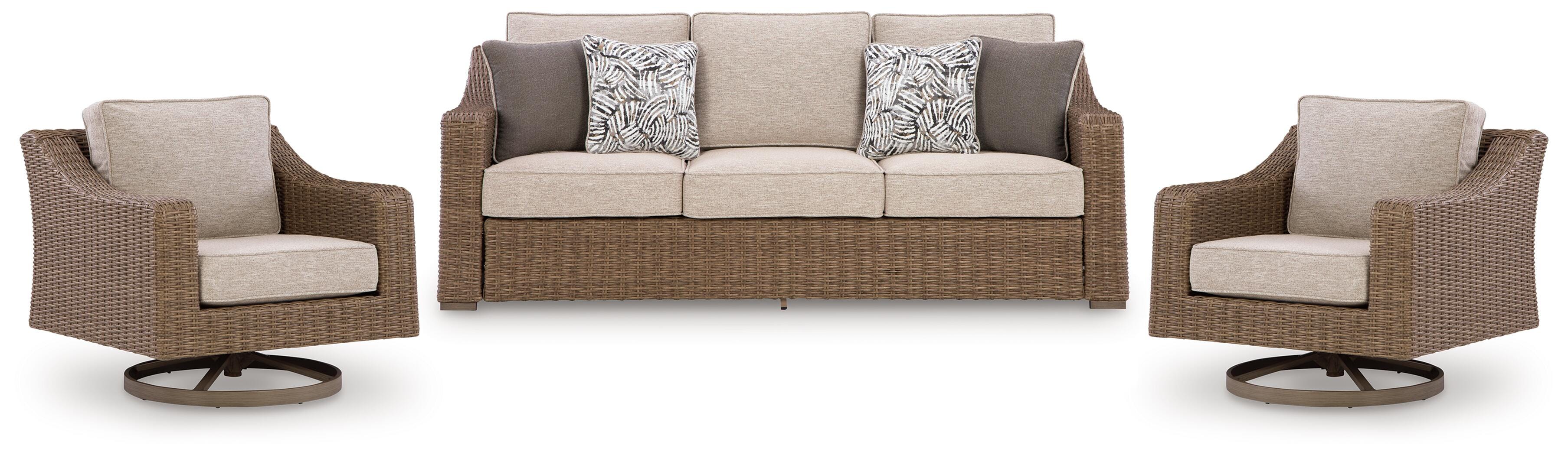 Revare Beach Outdoor Sofa with 2 Lounge Chairs, , large