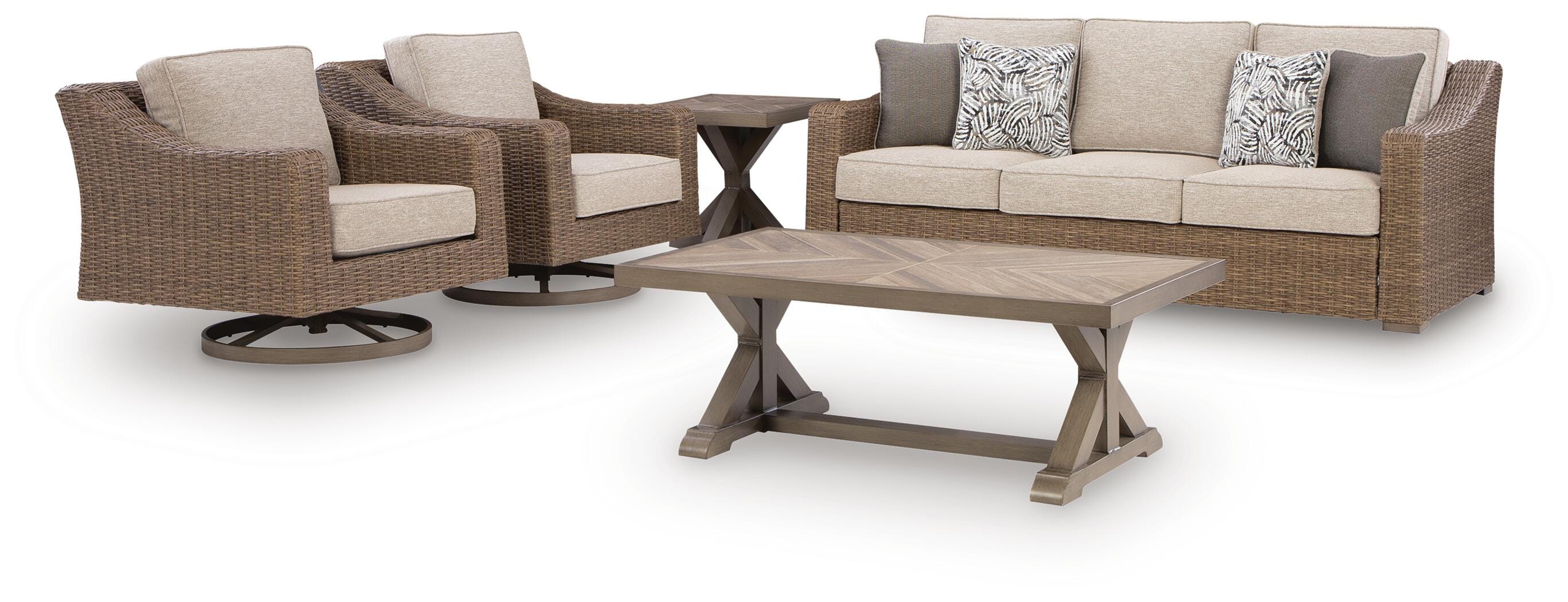 Revare Beach Outdoor Sofa and 2 Lounge Chairs with Coffee Table and End Table