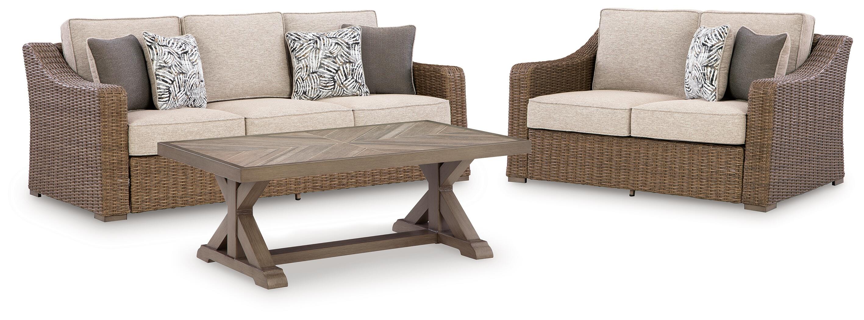 Revare Beach Outdoor Sofa and Loveseat with Coffee Table, , large