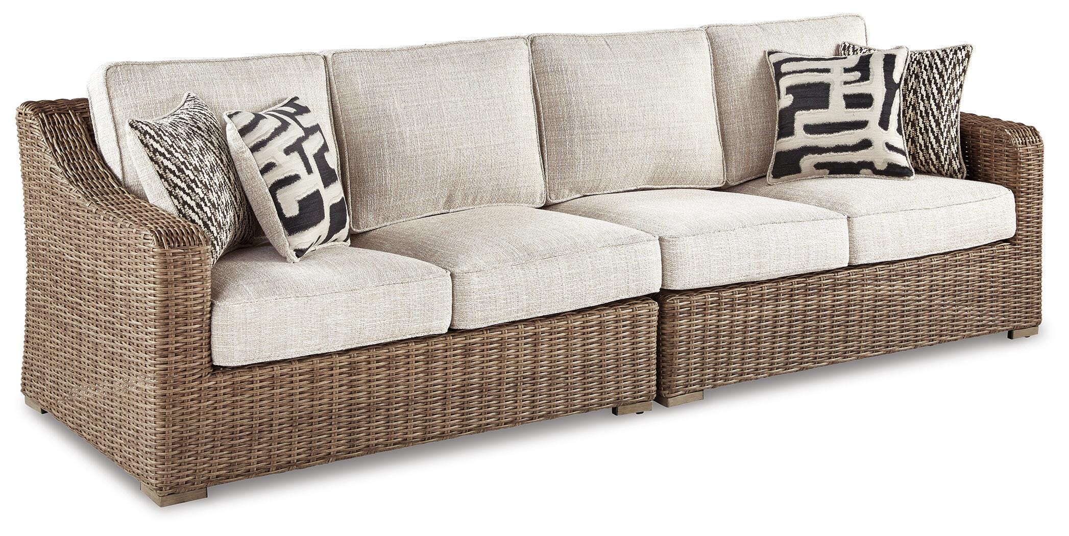 Beachcroft 2-Piece Outdoor Loveseat with Cushion, Beige, large