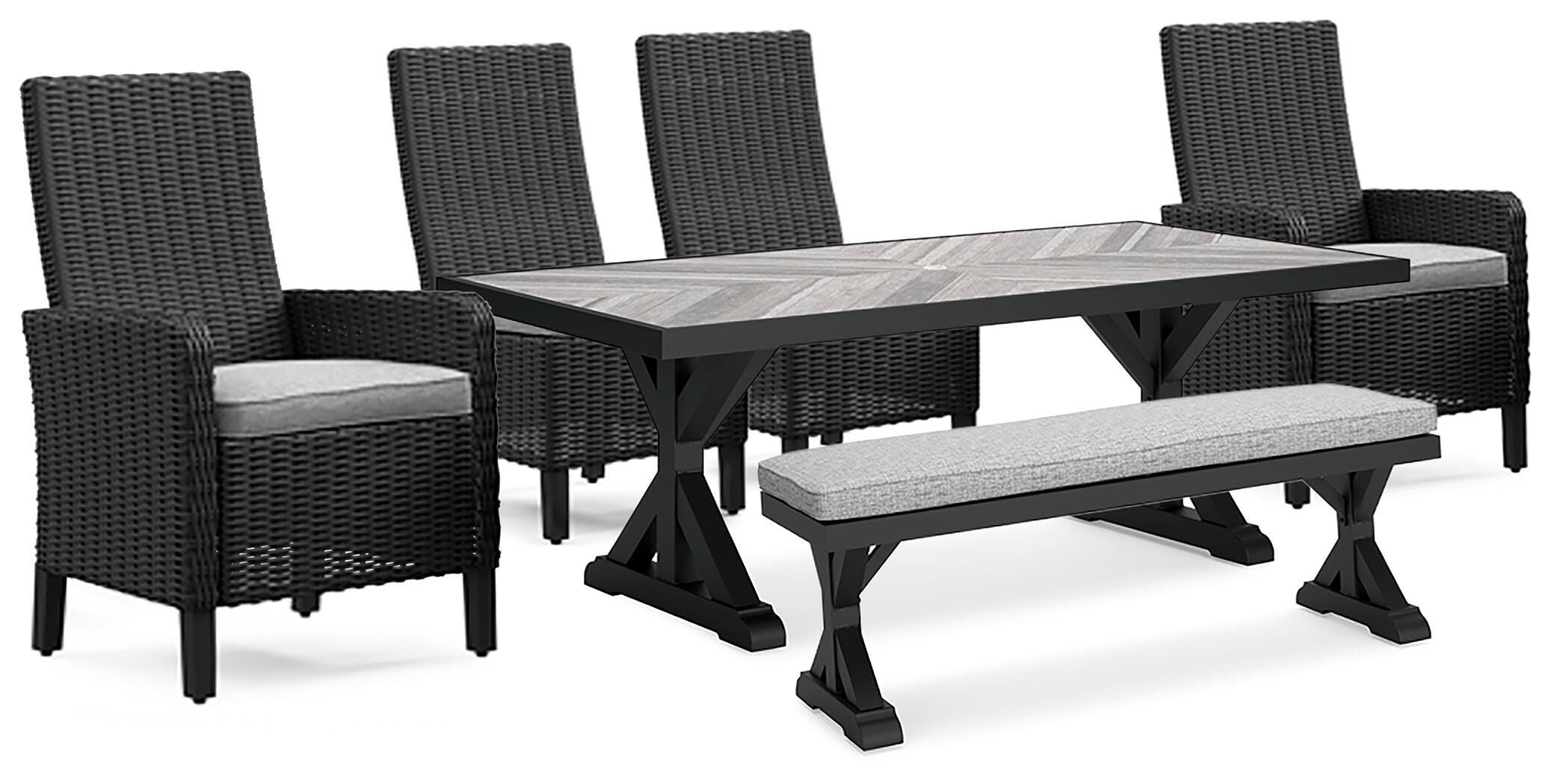 Beachcroft Outdoor Dining Table and 4 Chairs and Bench, , large