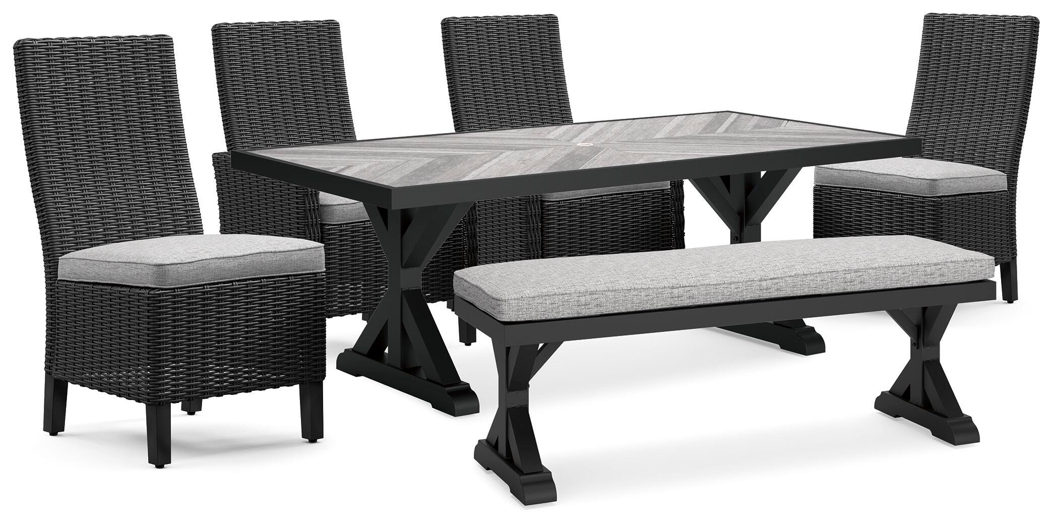 Mesa de comedor Beachcroft para exteriores con 4 sillas y banco - image 2