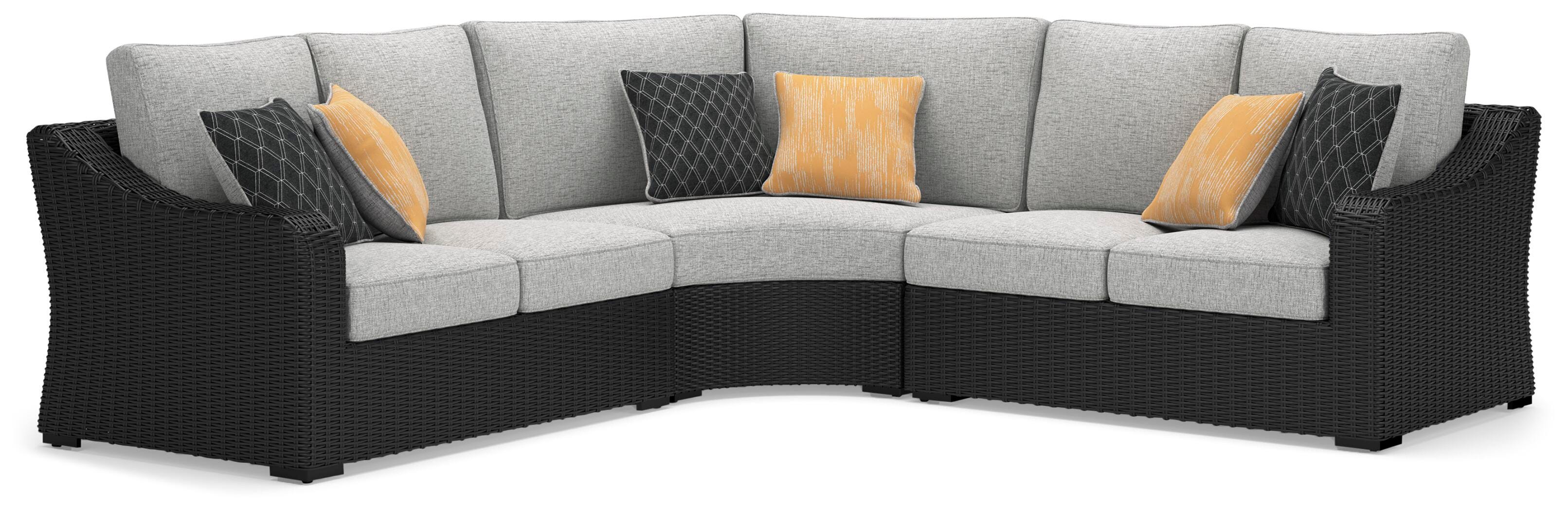 Beachcroft 3-Piece Outdoor Sectional, Black/Light Gray, large
