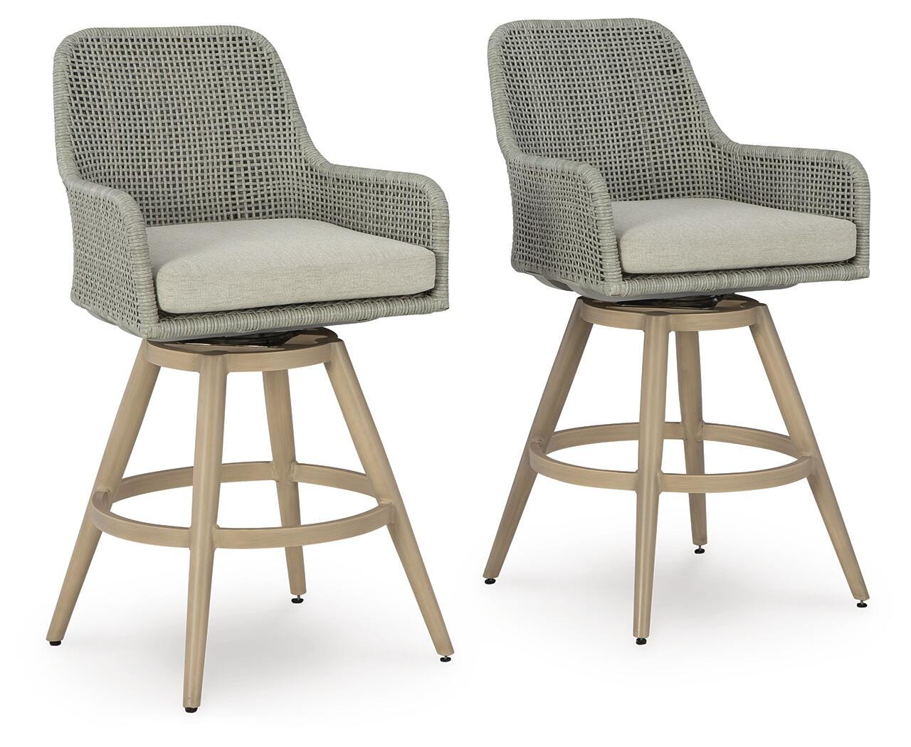 Seton Creek Outdoor Bar Height Barstool with Cushion (Set of 2) - image 2