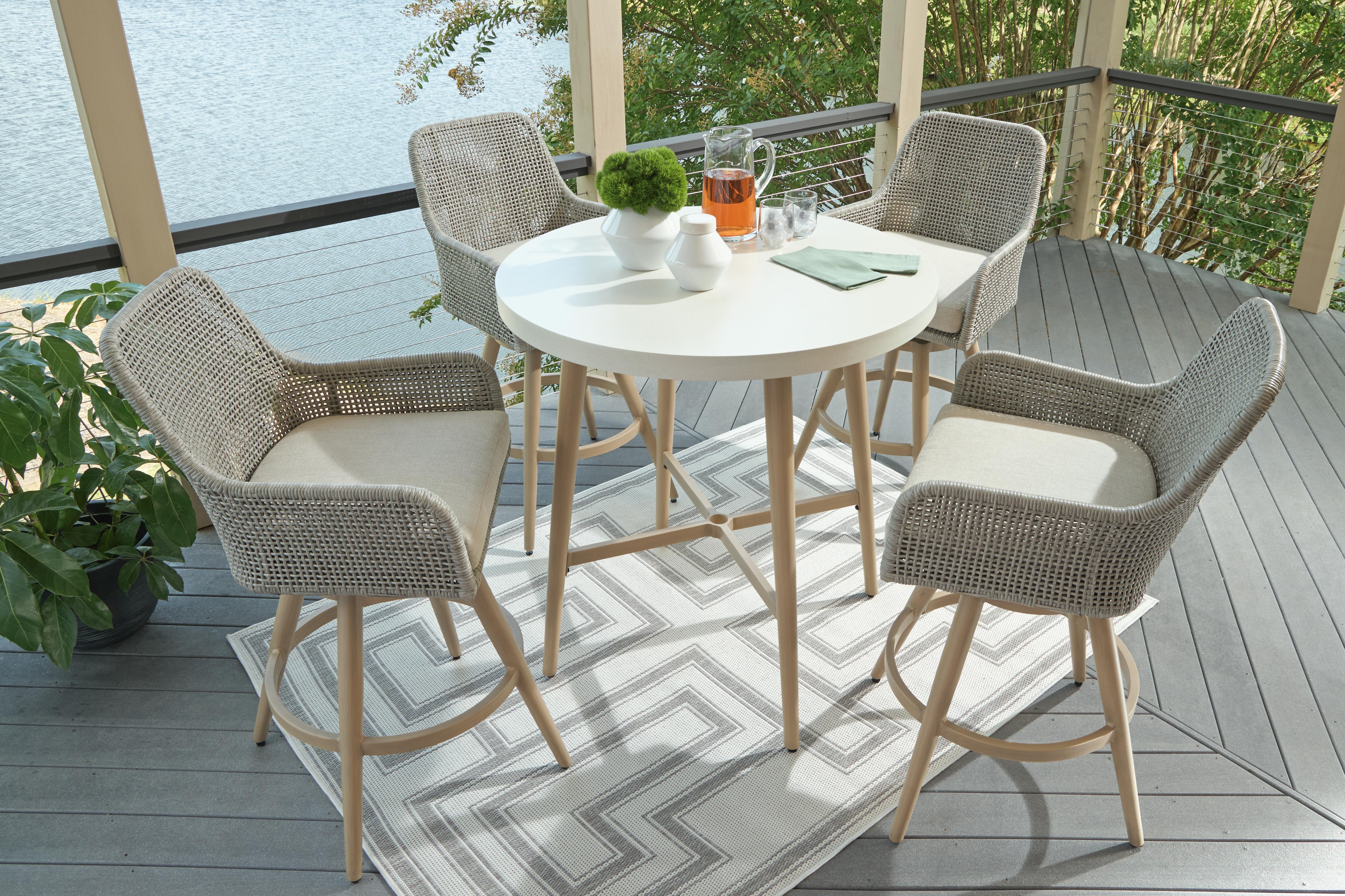 Seton Creek Outdoor Bar Table and 4 Barstools, , large