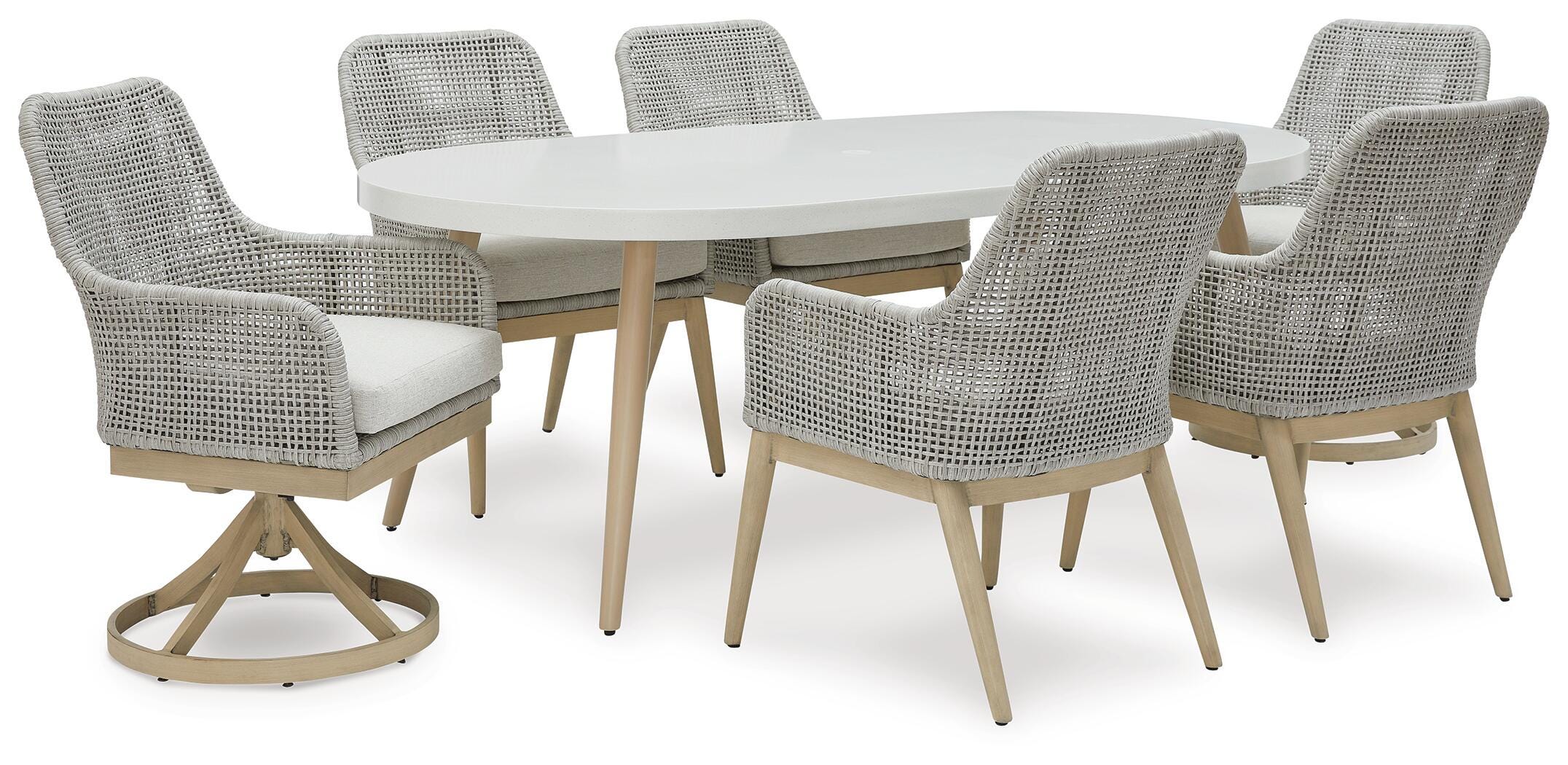 Seton Creek Outdoor Dining Table and 6 Chairs, White