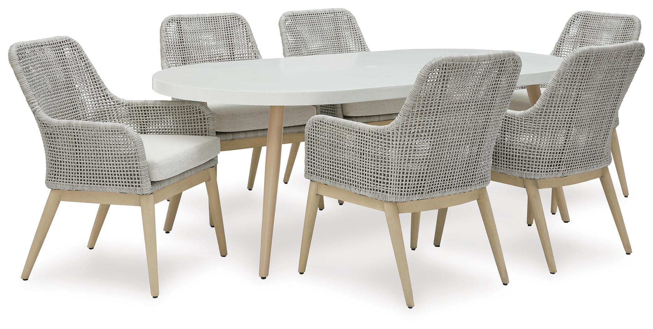 Seton Creek Outdoor Dining Table and 6 Chairs, White