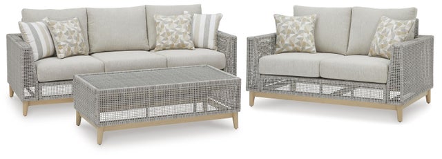 Seton Creek Outdoor Sofa and Loveseat with Coffee Table
