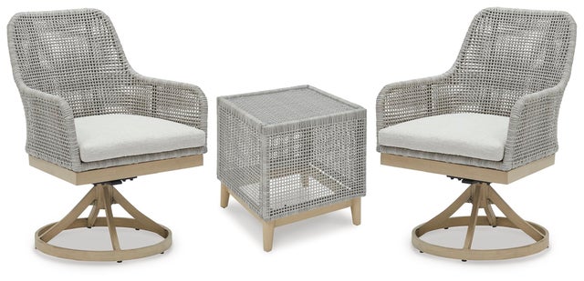 Seton Creek Outdoor Swivel Chairs and End Table Set