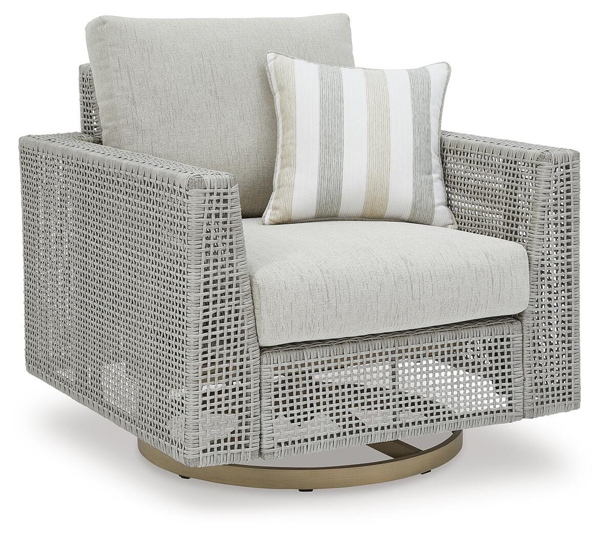 Seton Creek Outdoor Swivel Lounge with Cushion, , large