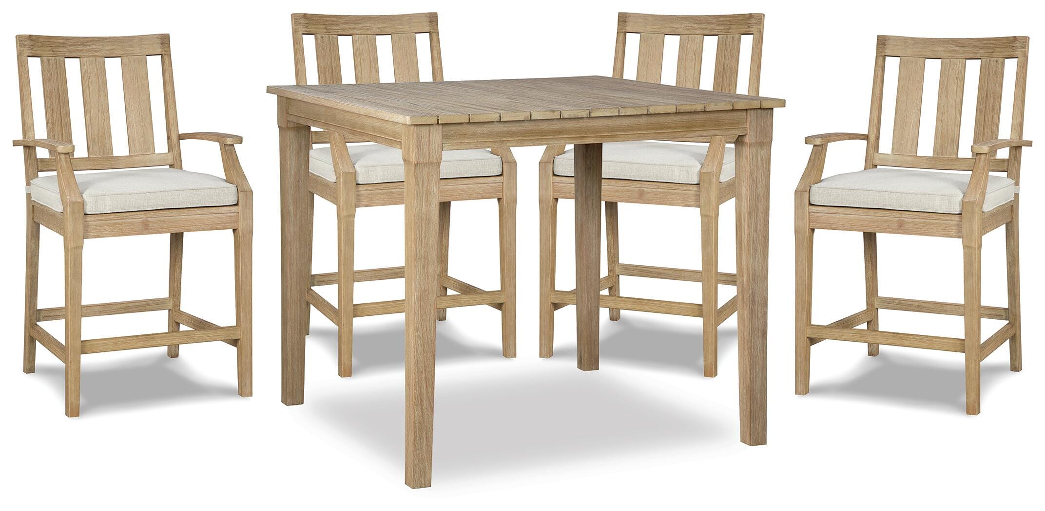 Clare View Outdoor Counter Height Dining Table with 4 Barstools - image 1