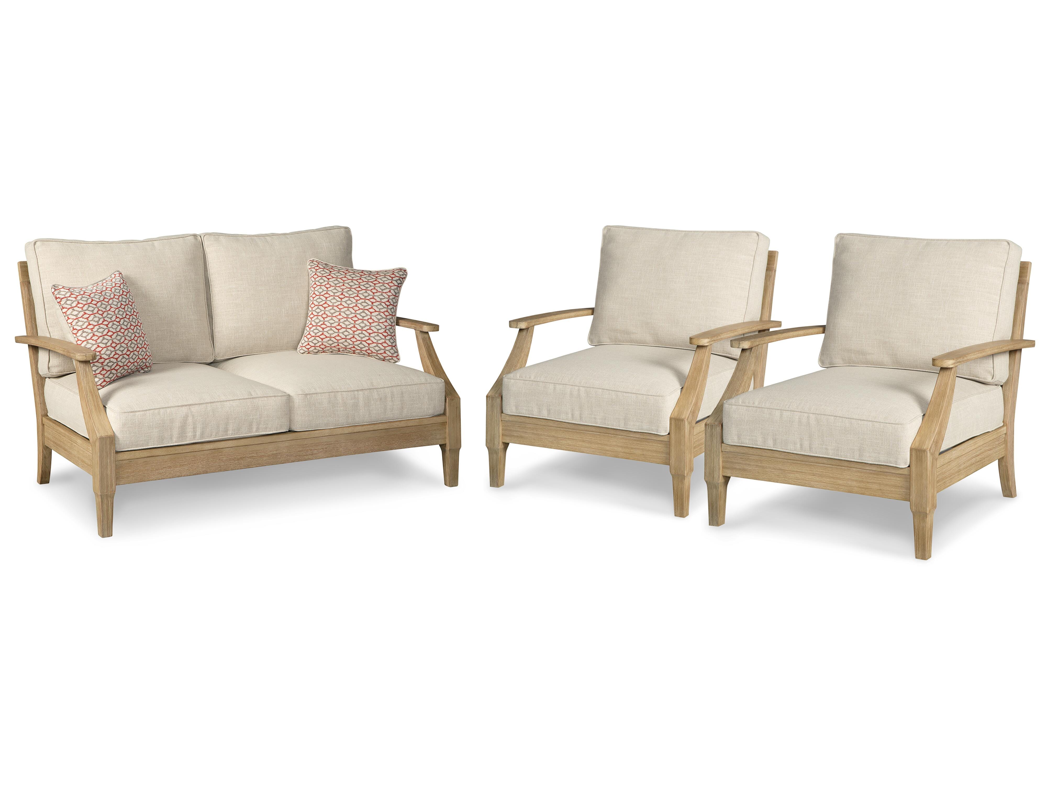Clare View Outdoor Loveseat with 2 Lounge Chairs, , large