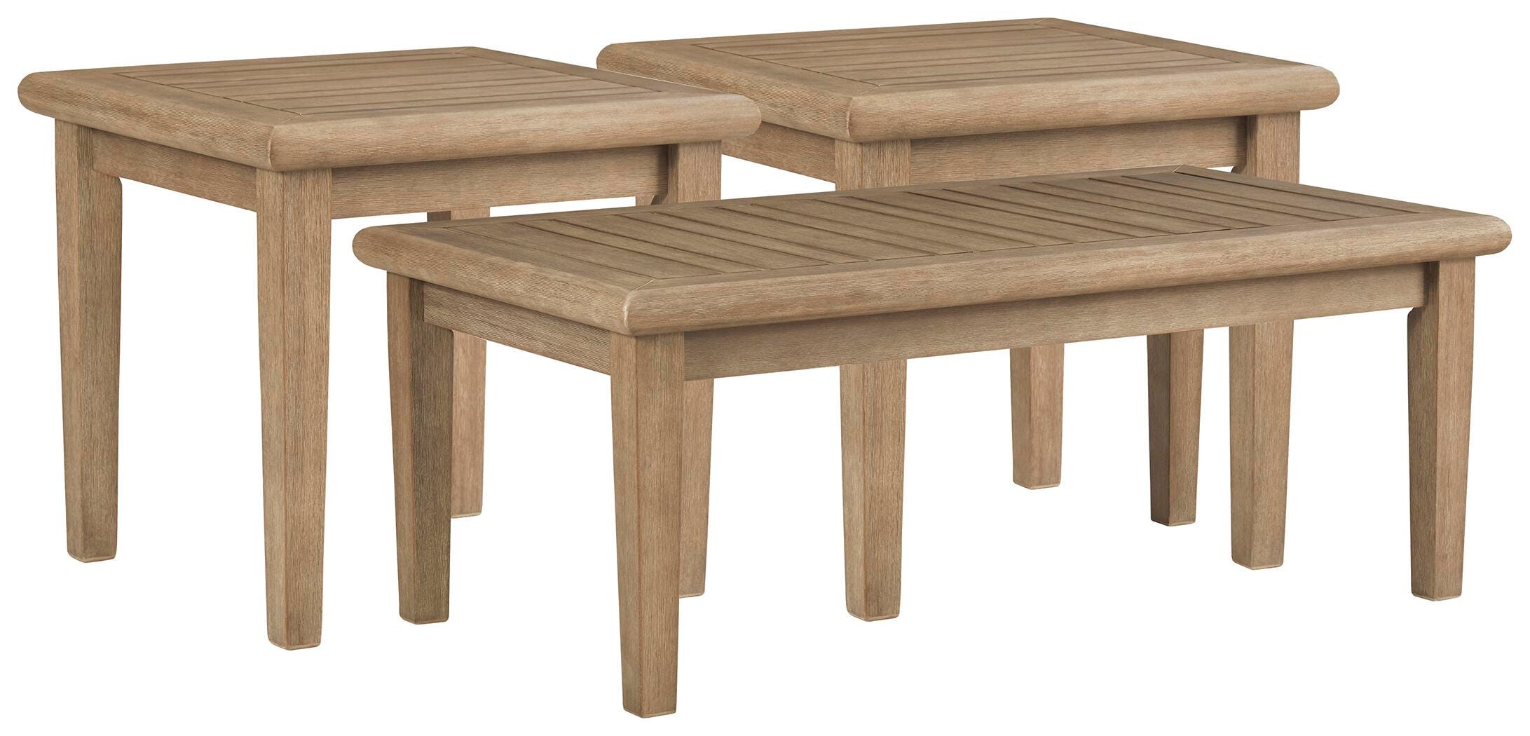 Gerianne Outdoor Coffee Table with 2 End Tables, , large
