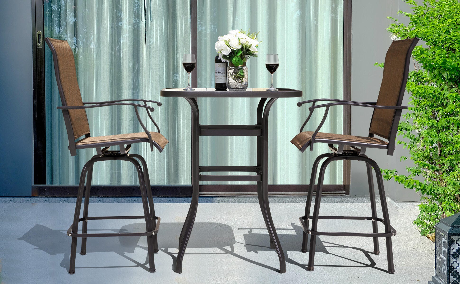 Nuu Garden Outdoor Bar Table and 2 Barstools, , large