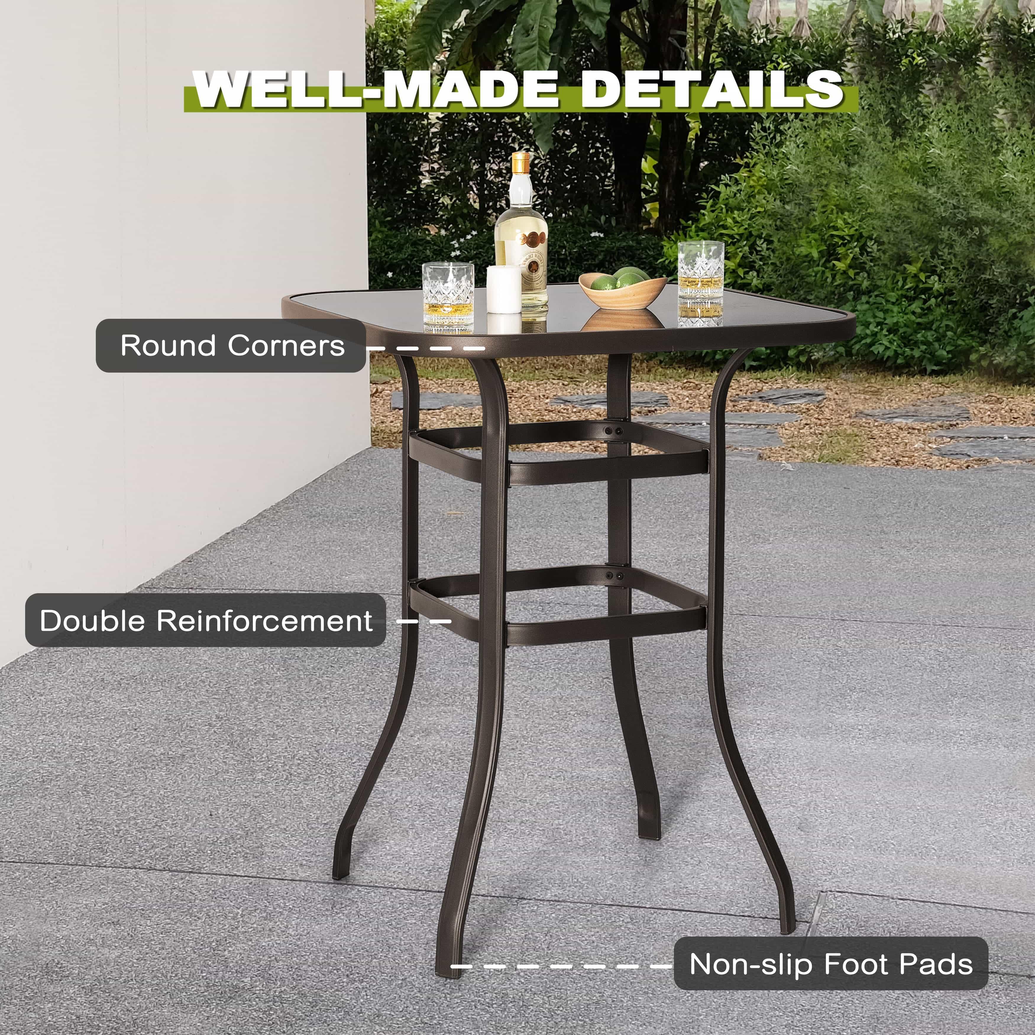 Nuu Garden Outdoor Bar Table and 2 Barstools, , large