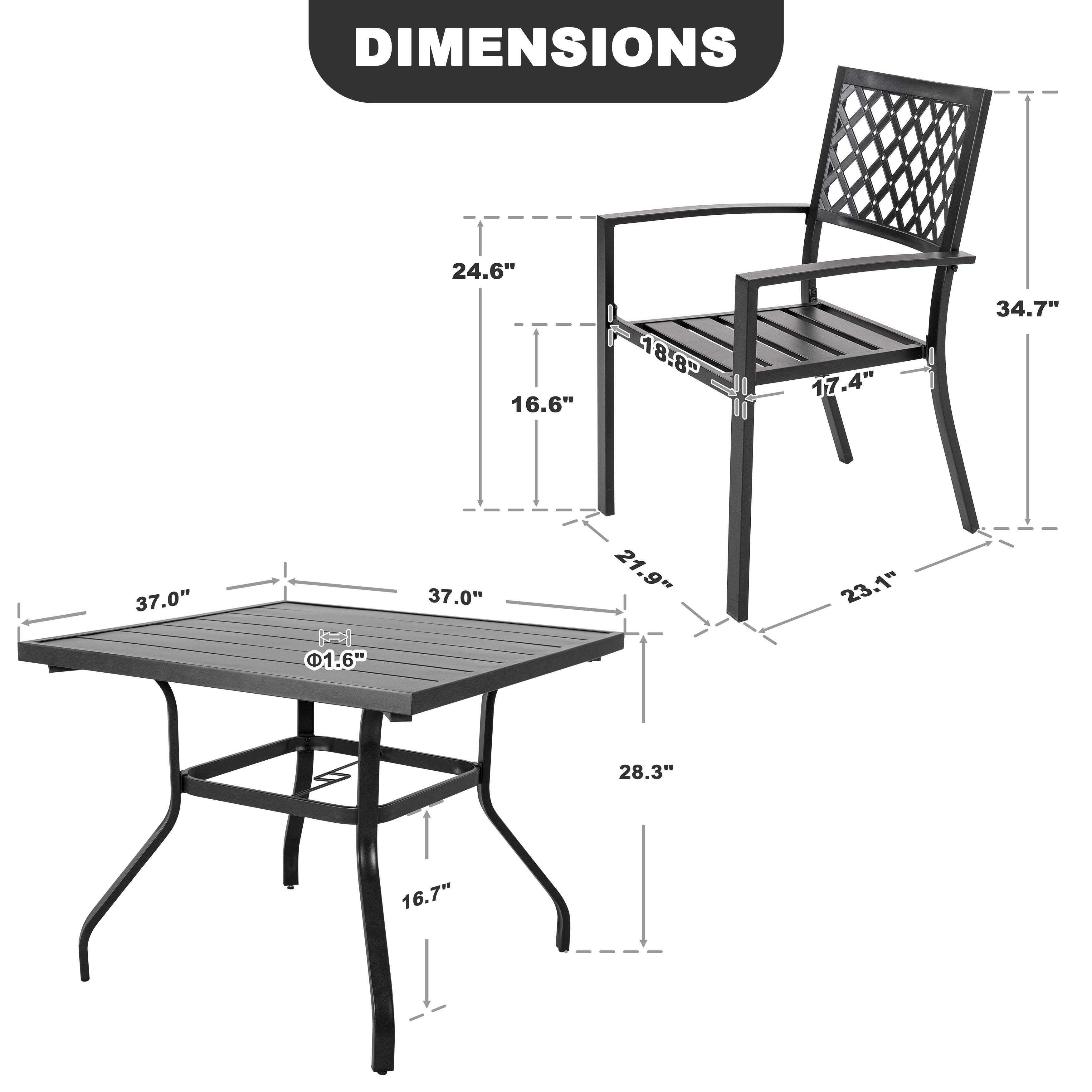 Nuu Garden 5-Piece Metal Outdoor Dining Set, , large