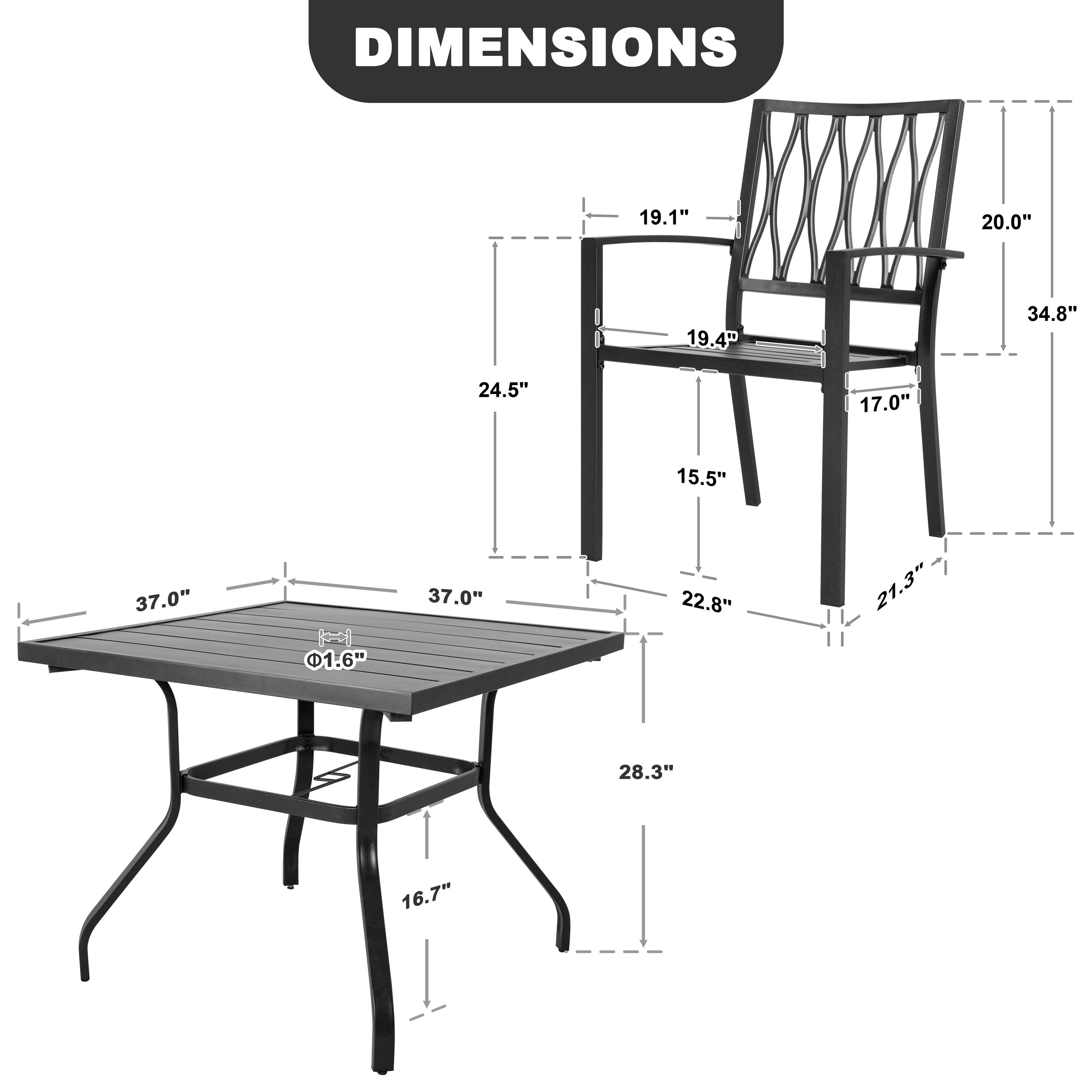 Nuu Garden 5-Piece Metal Outdoor Dining Set, , large