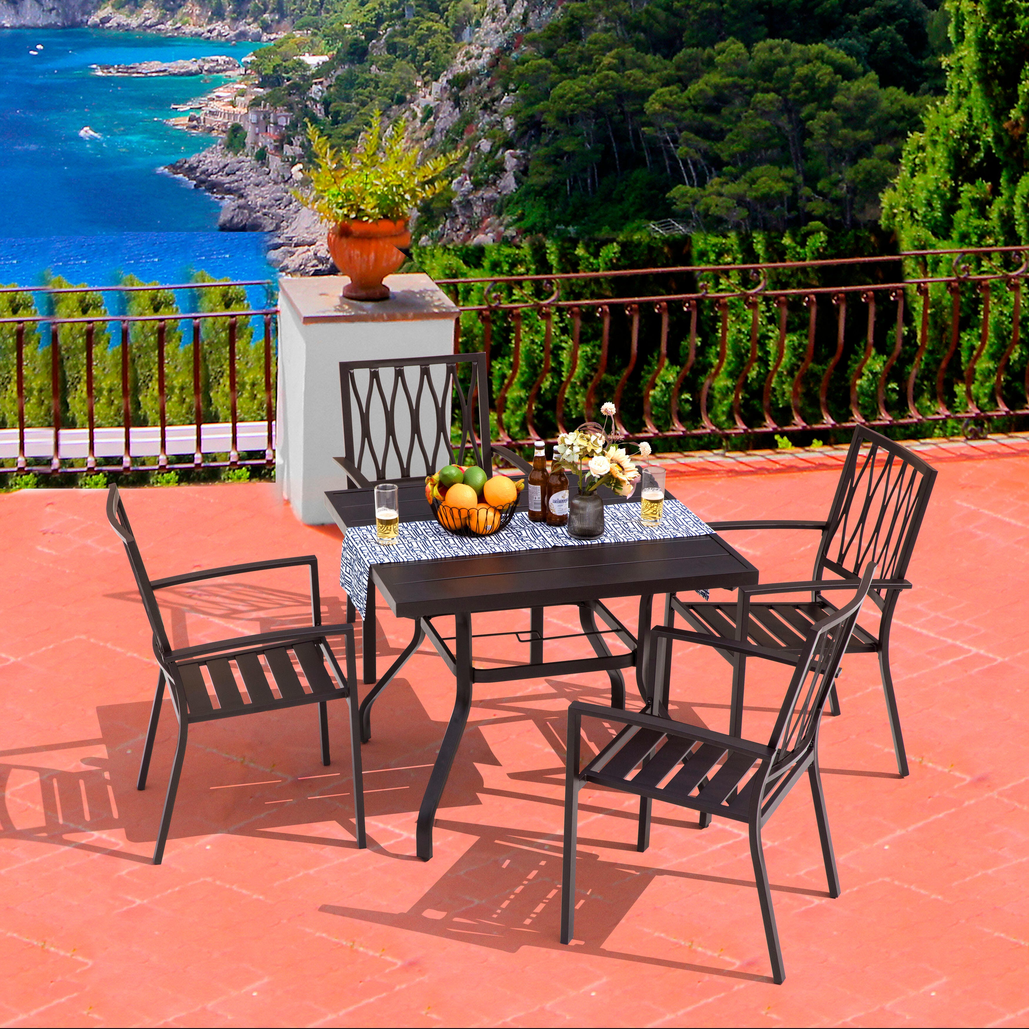 Nuu Garden 5-Piece Metal Outdoor Dining Set, , large