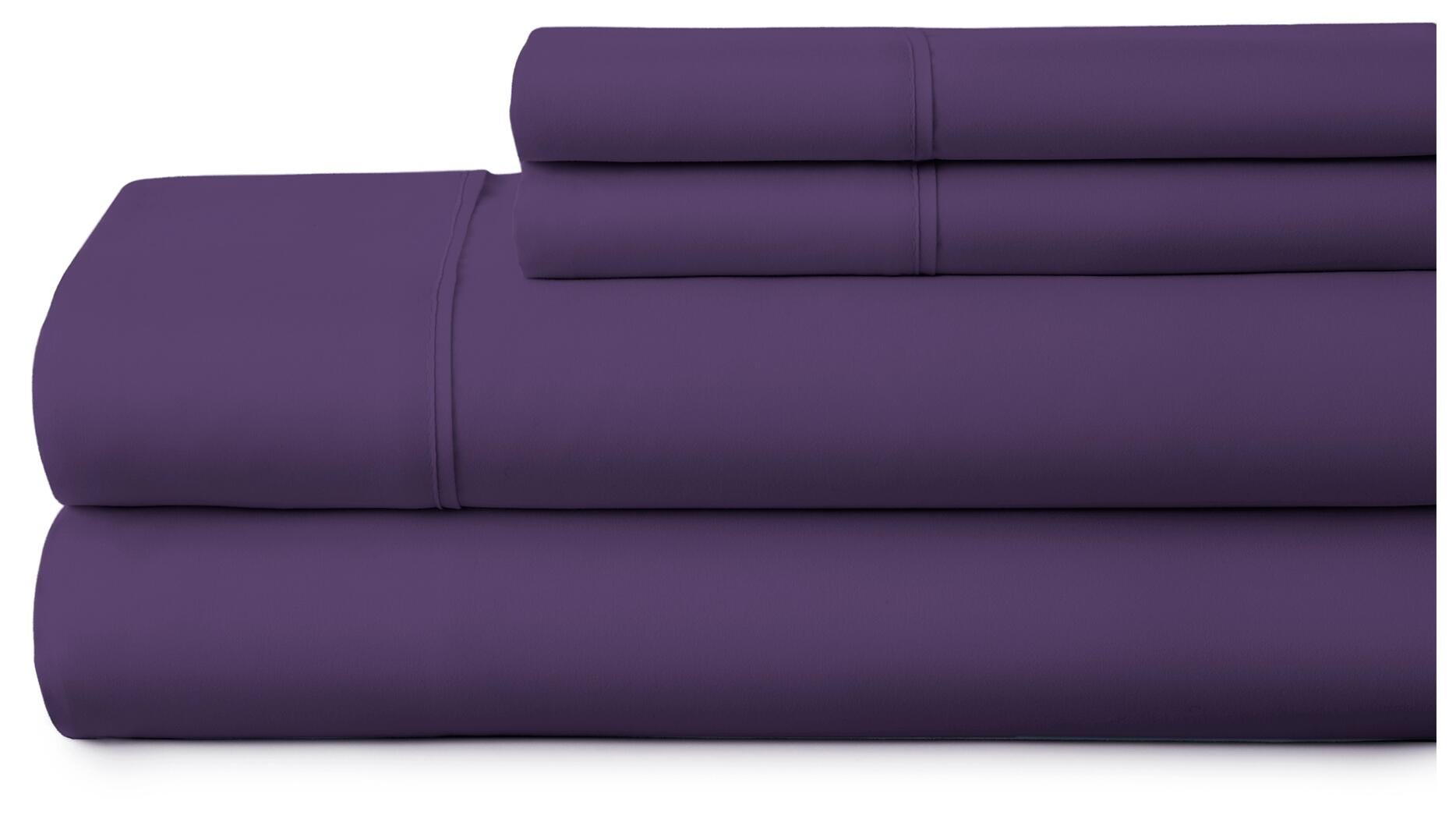 4 Piece Premium Ultra Soft California King Bed Sheet Set, Purple, large