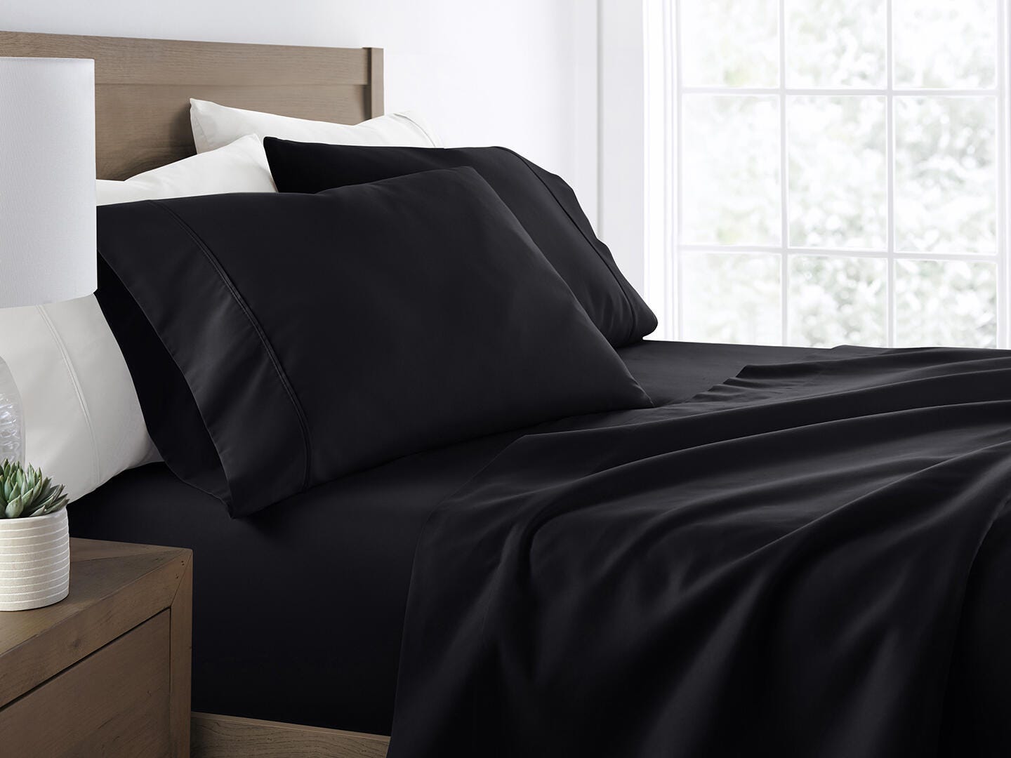 4 Piece Premium Ultra Soft Full Bed Sheet Set, Black, large