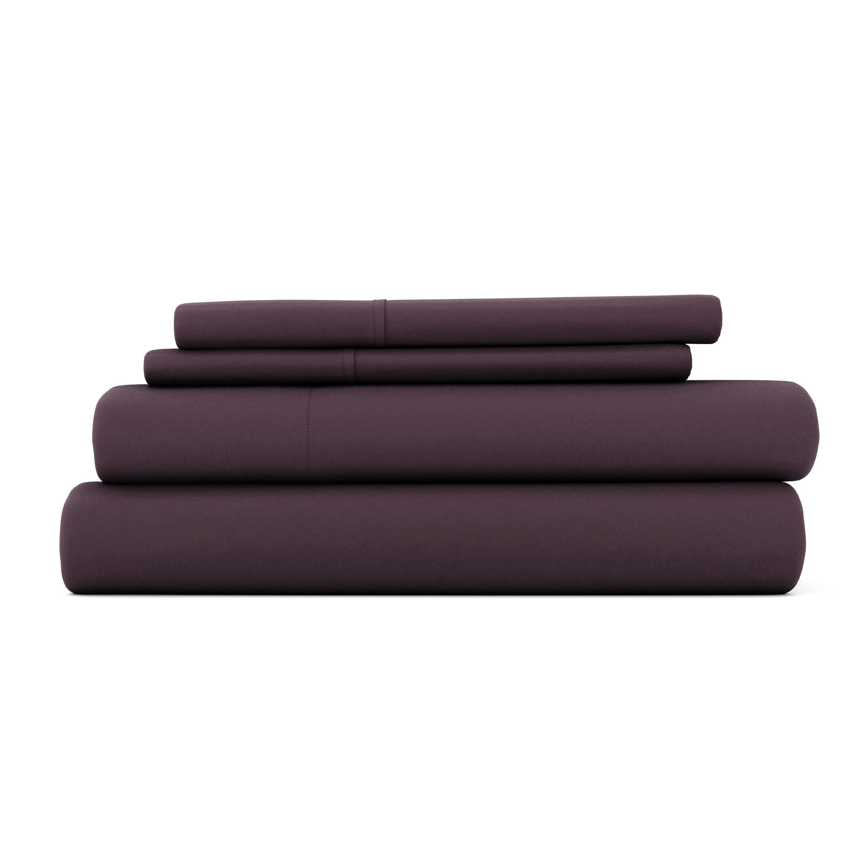 4 Piece Premium Ultra Soft Full Bed Sheet Set, Purple, rollover