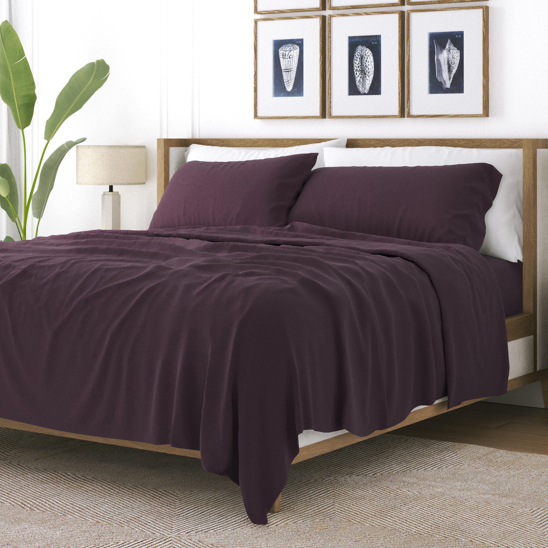 4 Piece Premium Ultra Soft Full Bed Sheet Set, Purple, large